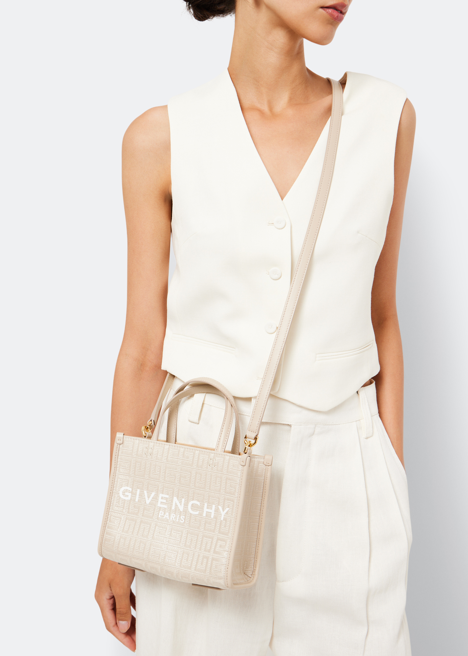 

Mini G shopping tote bag, Beige