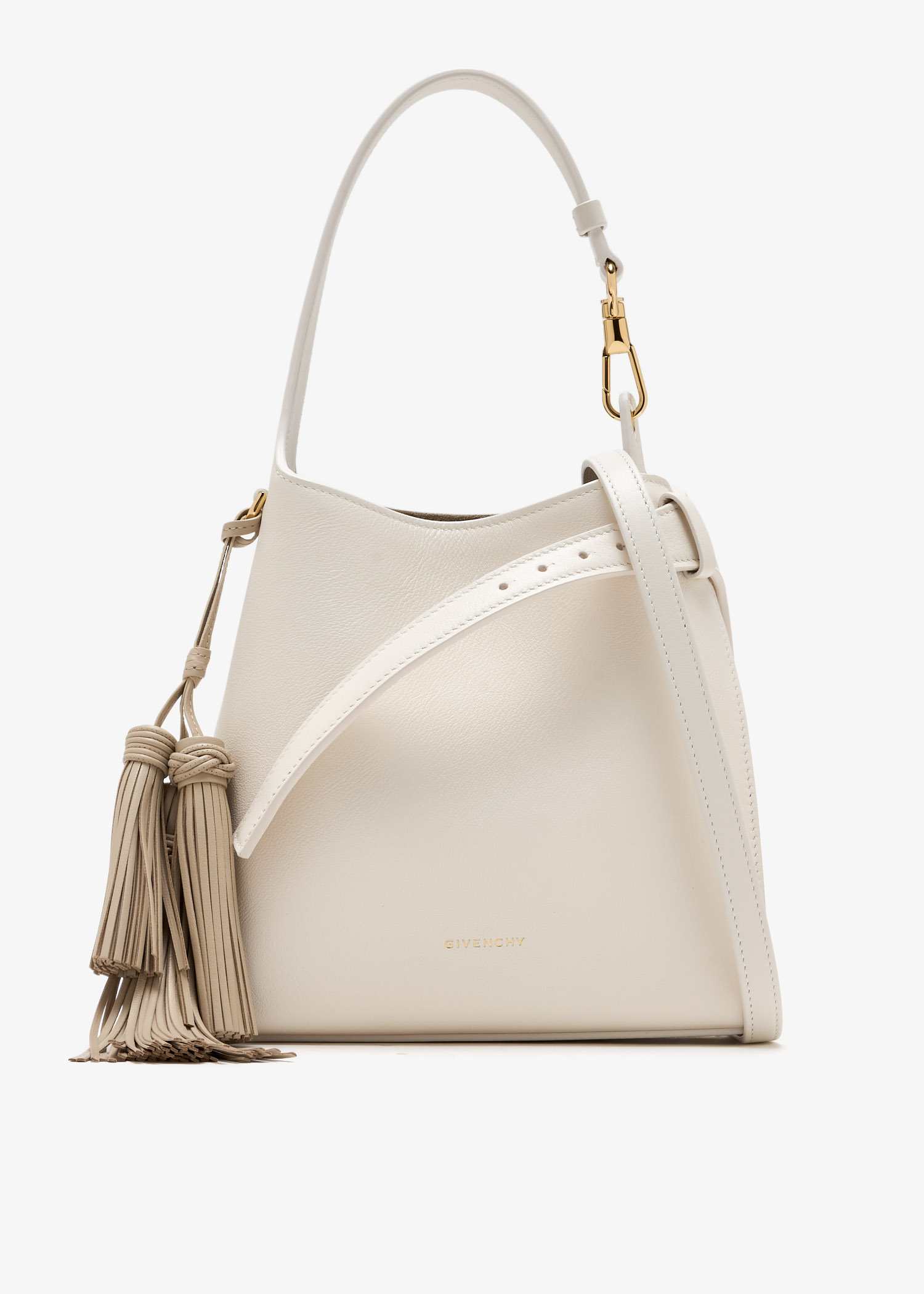 

Mini belted hobo bag, White