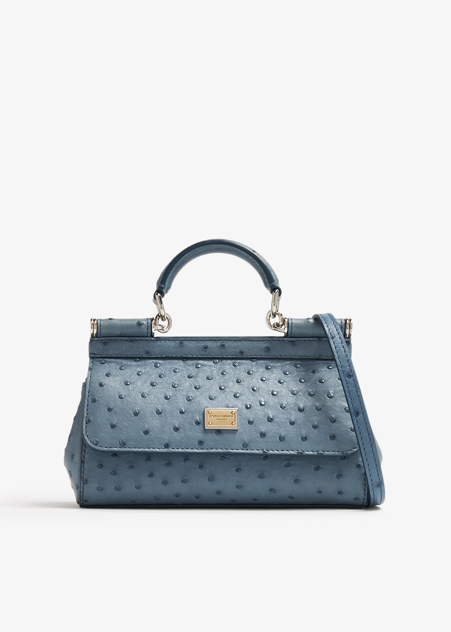 

Small Sicily ostrich leather bag, Blue