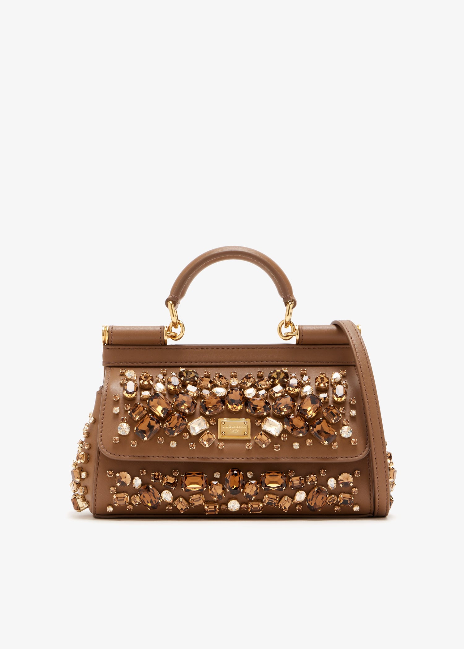 

Bezel-embellished Sicily handbag, Brown