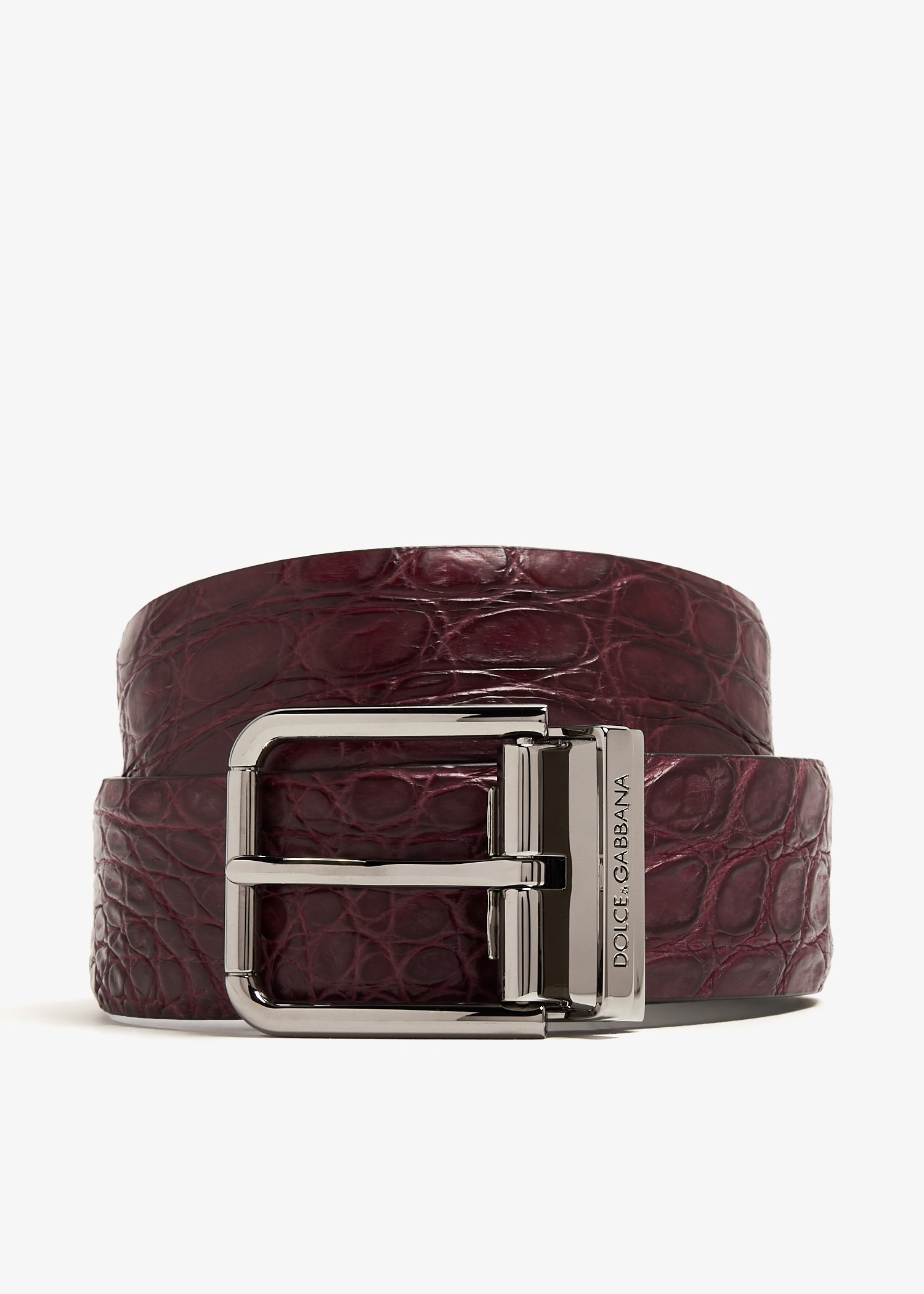 

Crocodile nappa belt, Burgundy