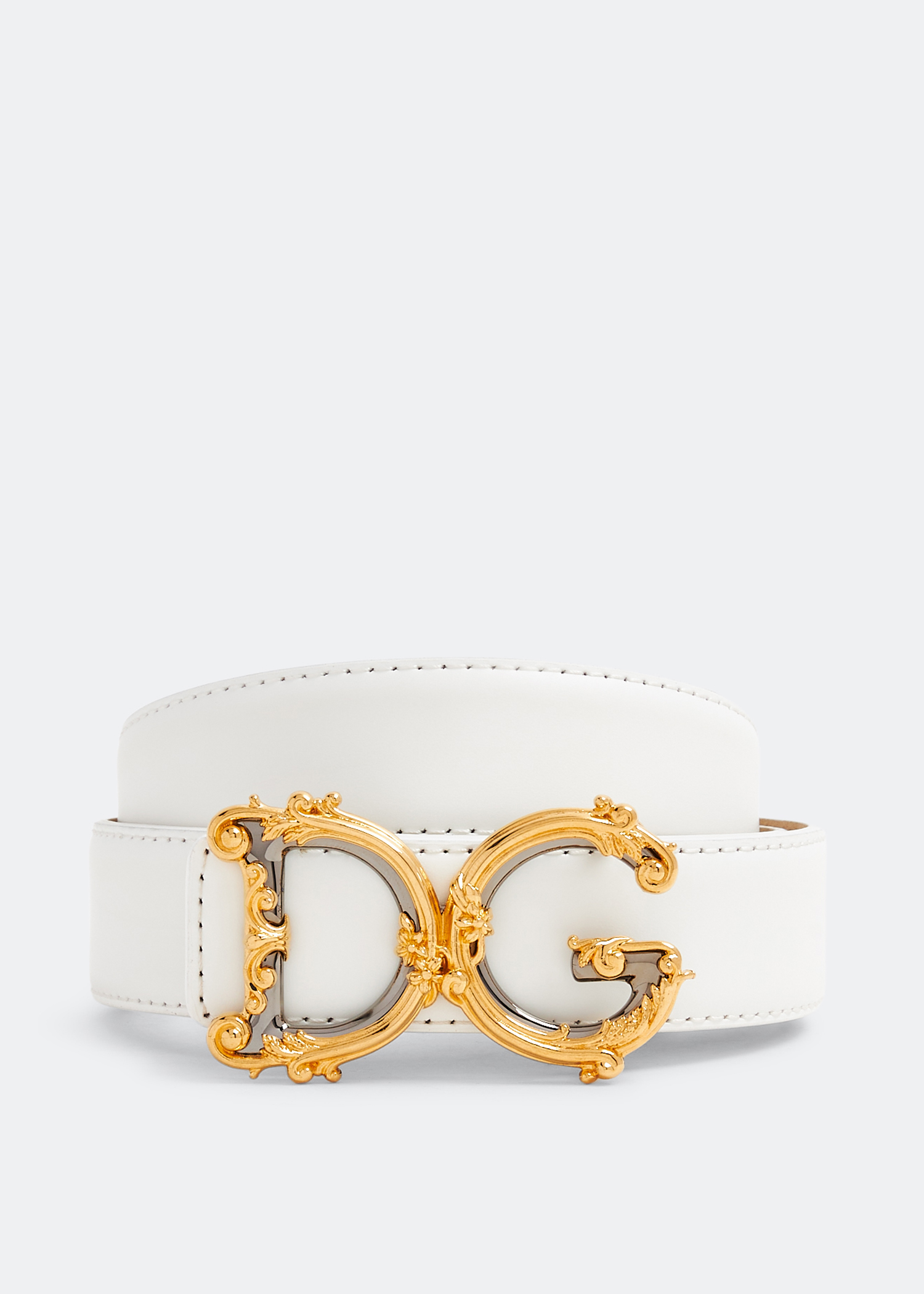 

Logo calfskin belt, White