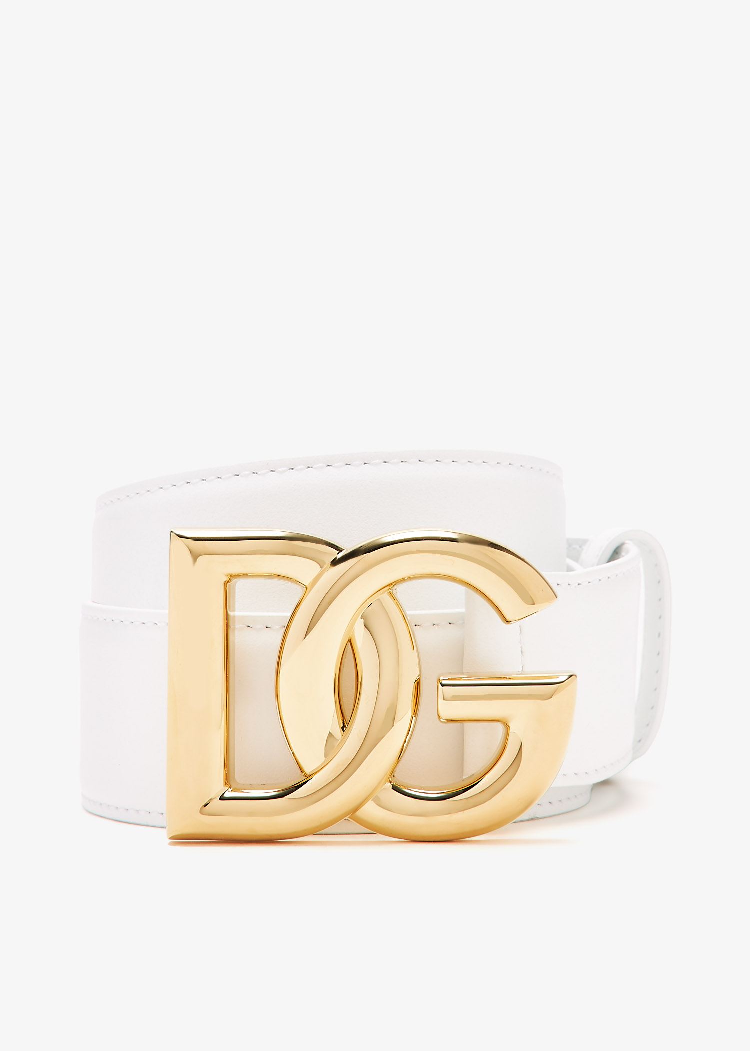 

DG logo calfskin belt, White