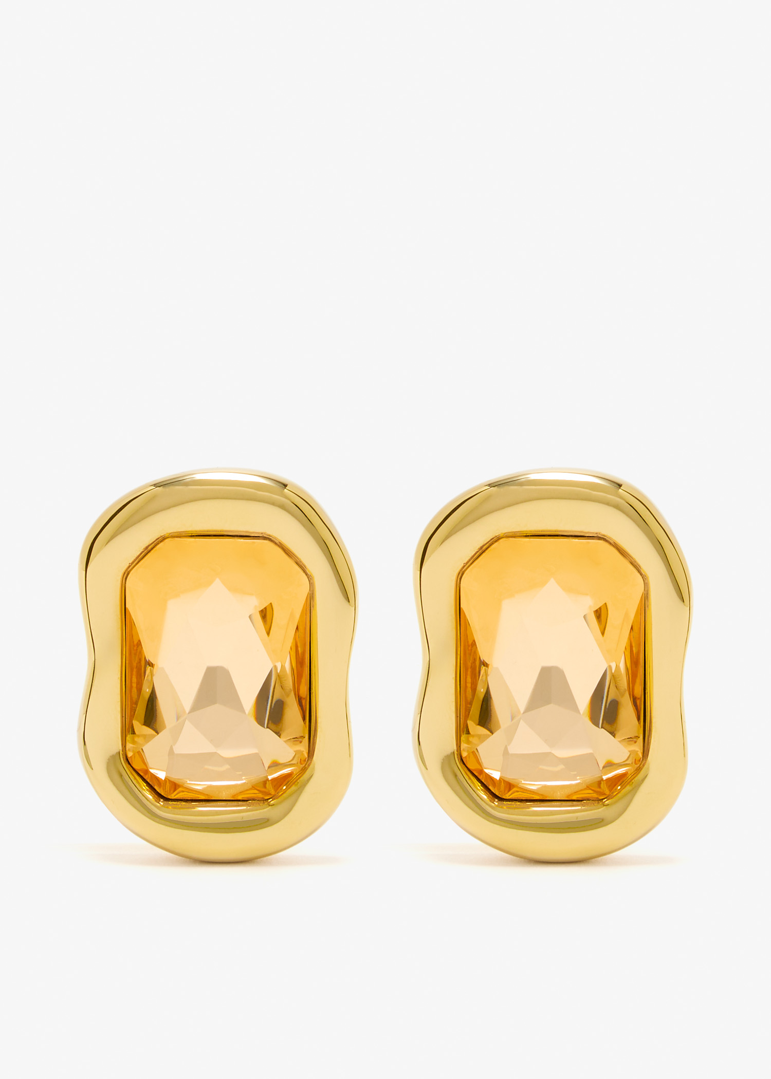 

Sculptural crystal earrings, Gold