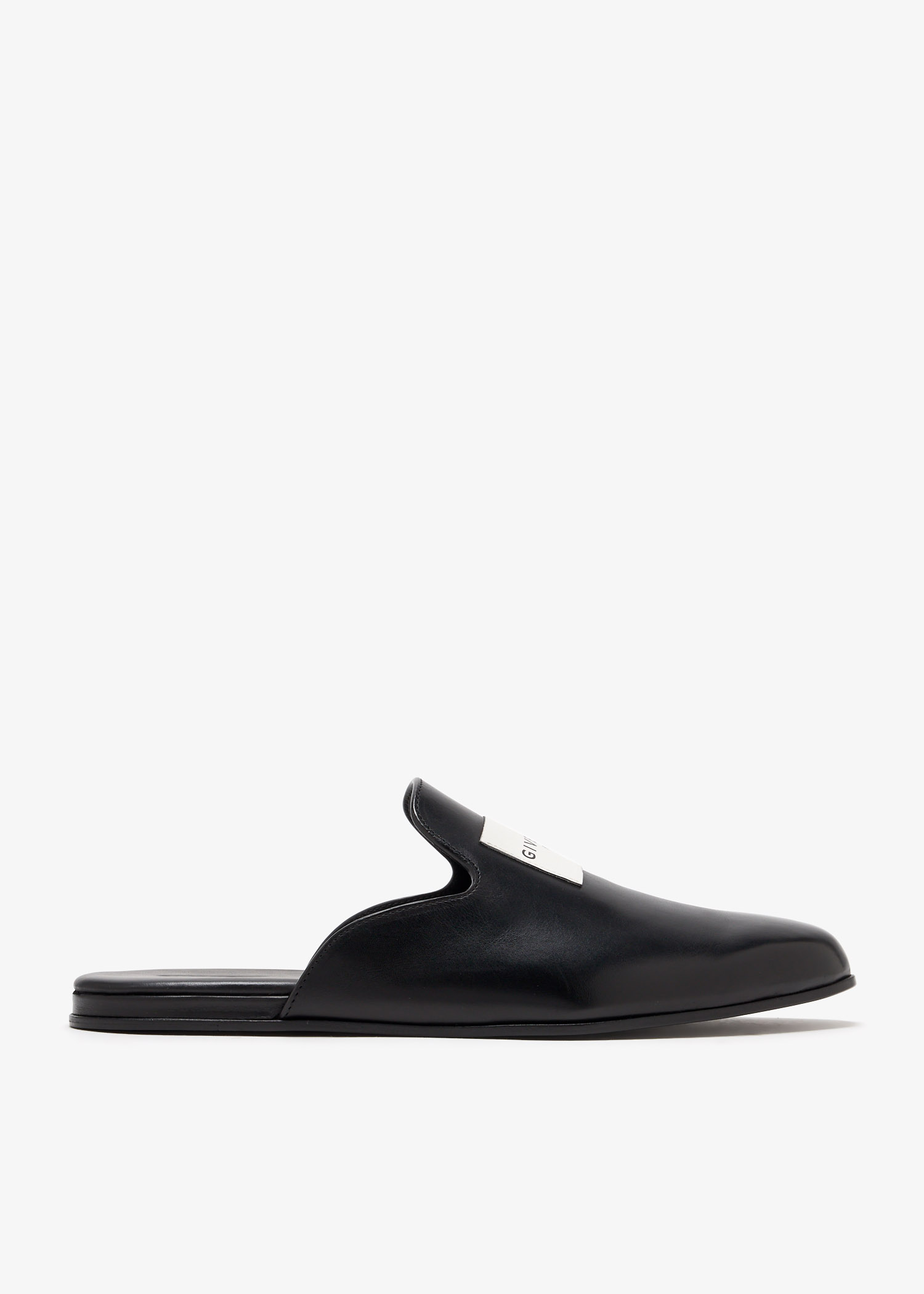 

Label flat slippers, Black