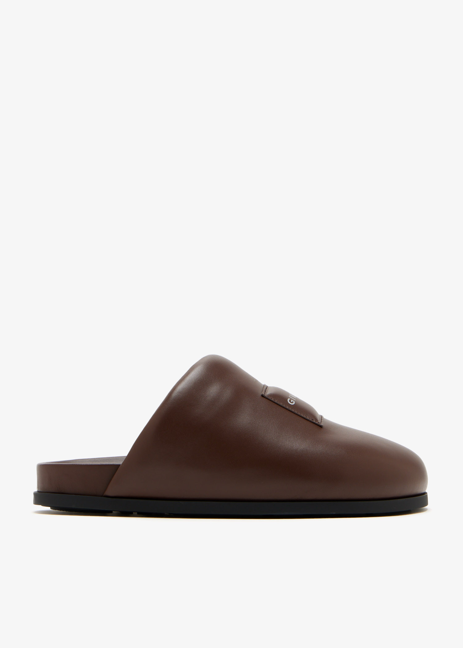 

Label flat slippers, Brown