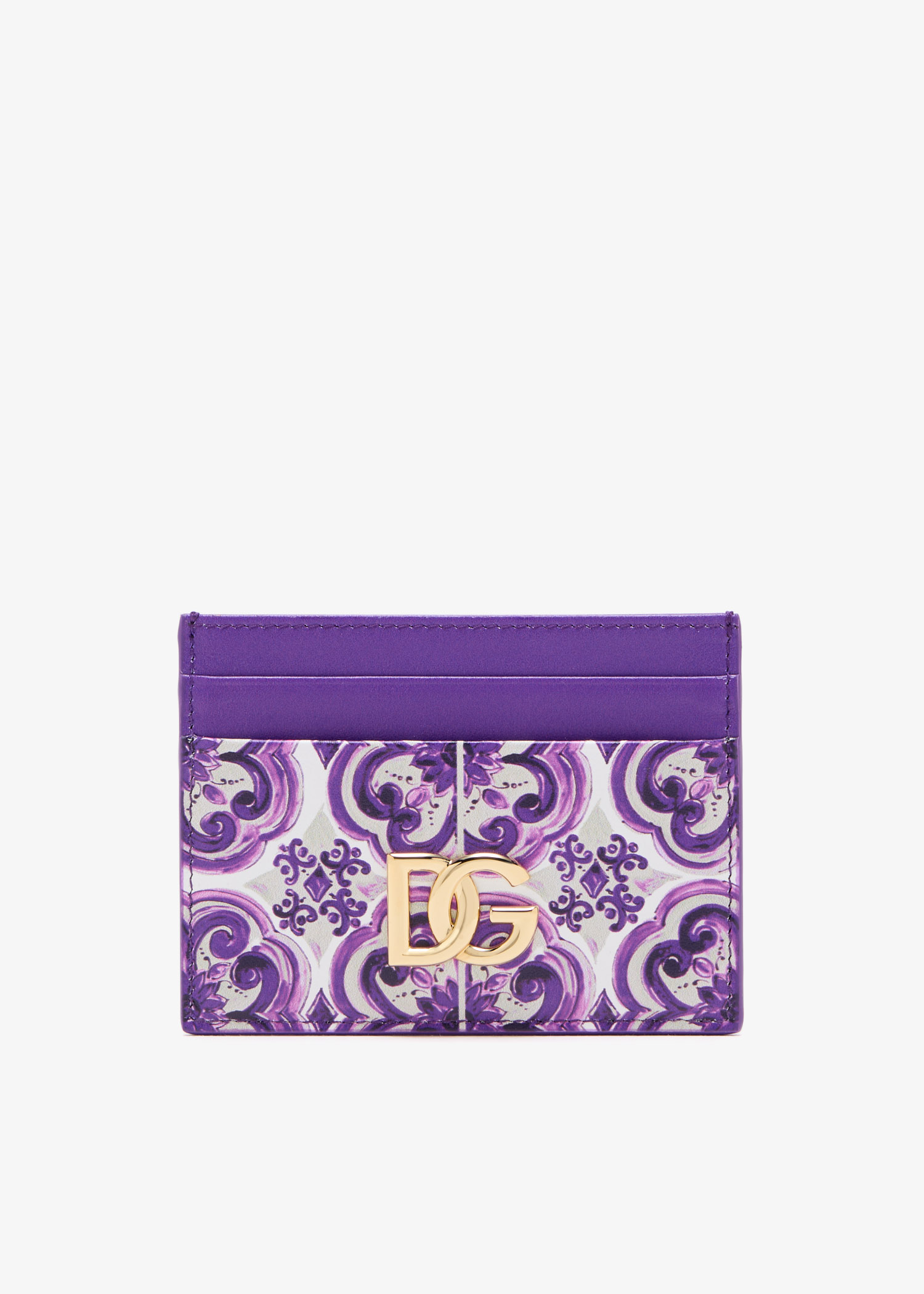 

Maiolica-print card holder, Purple