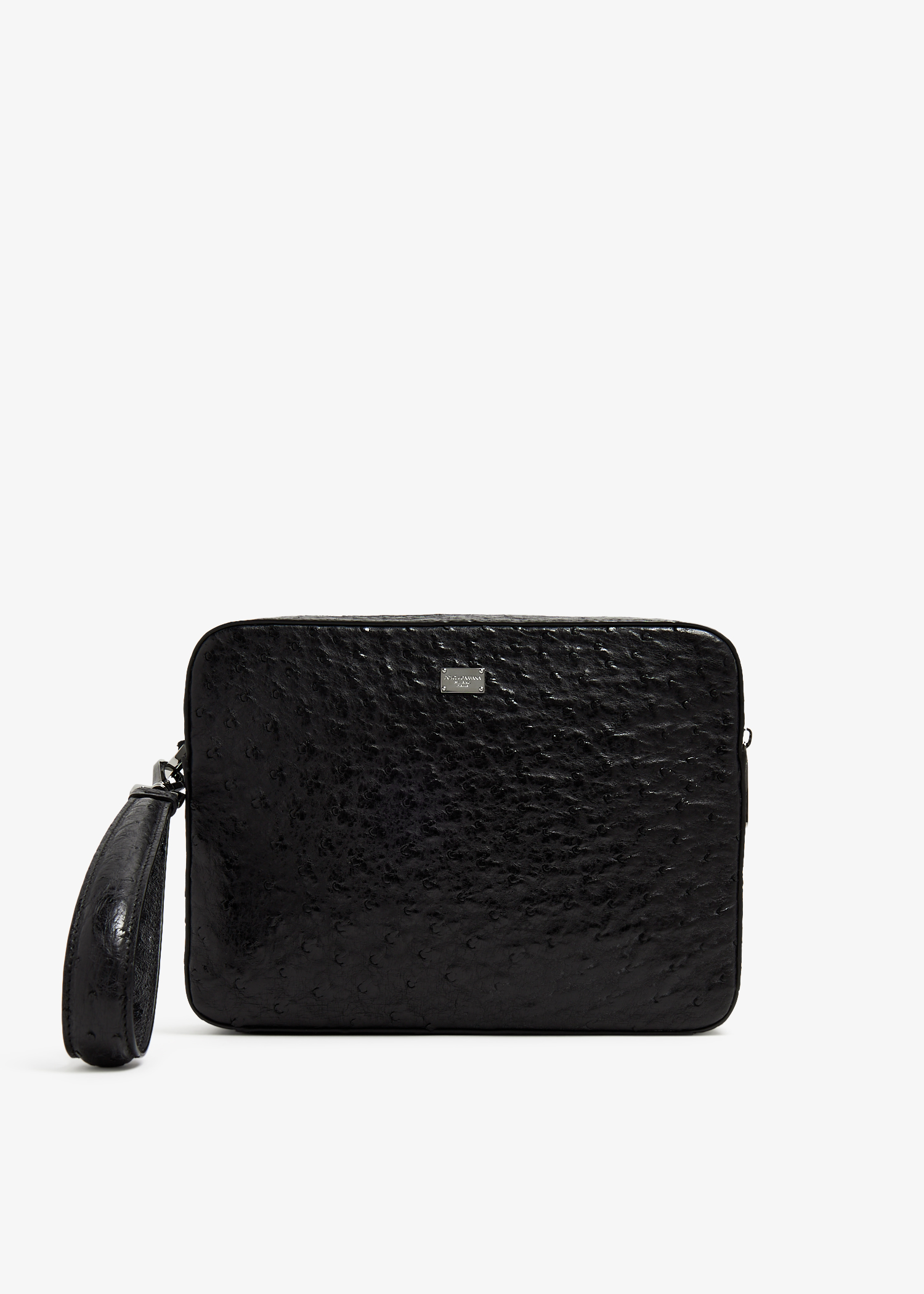 

Ostrich leather pouch, Black