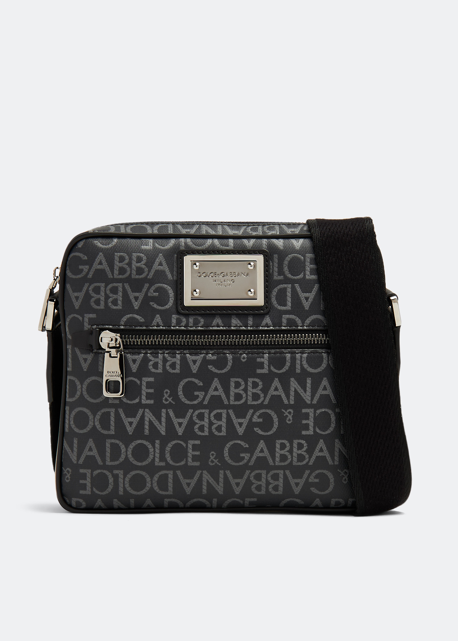 

Coated jacquard crossbody bag, Black