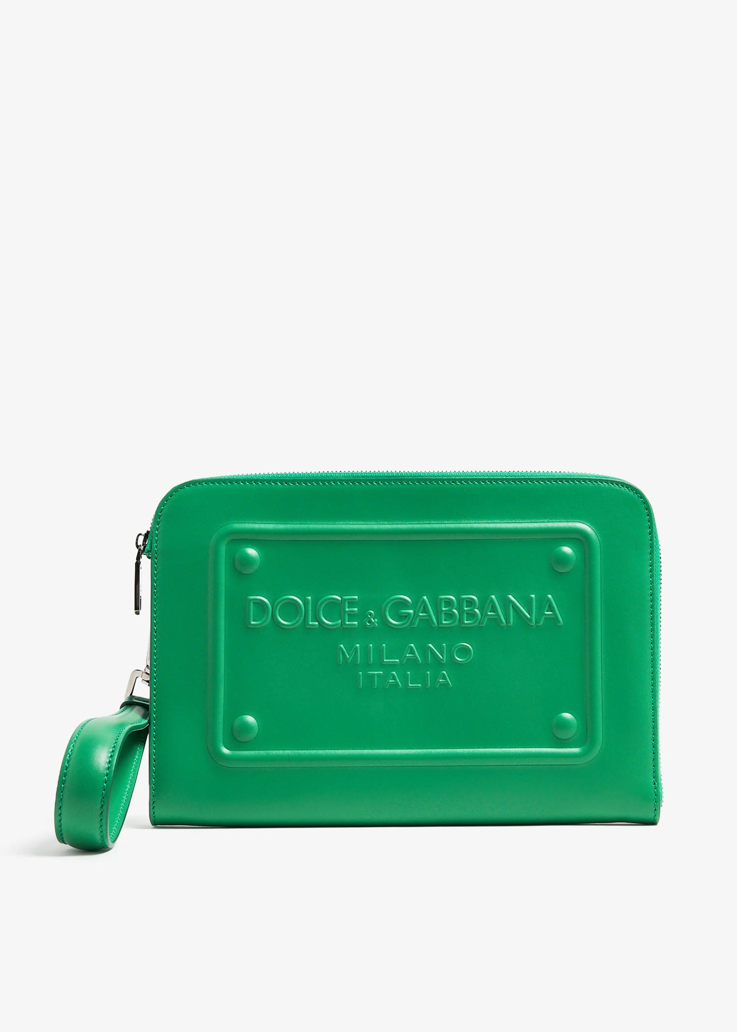 

Leather logo pouch, Green