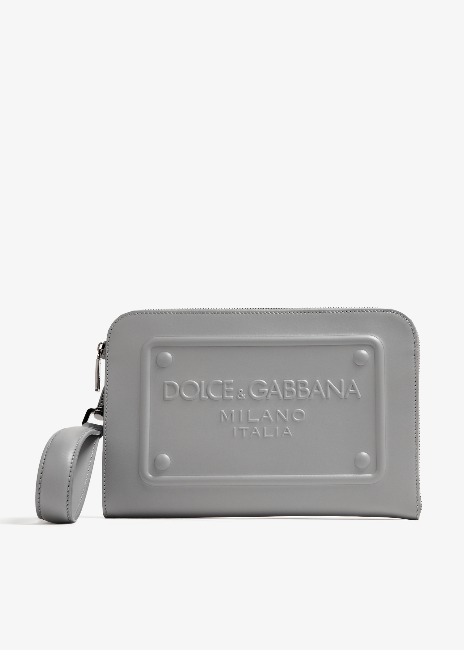 

Leather logo pouch, Grey