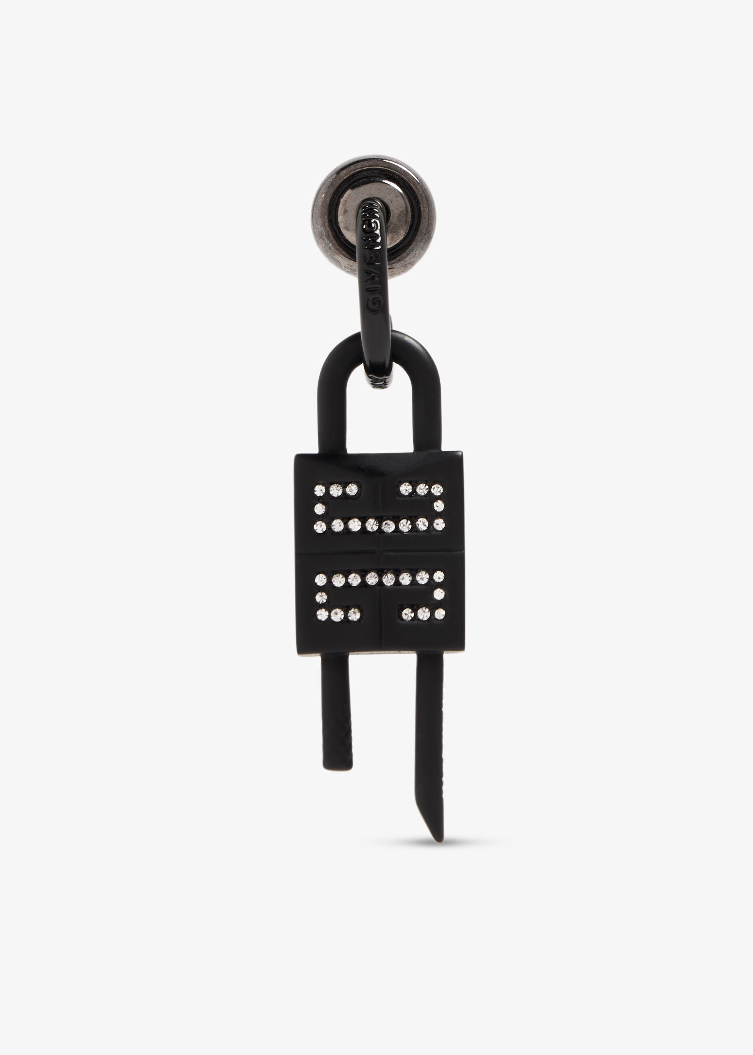 

Lock crystal earring, Black