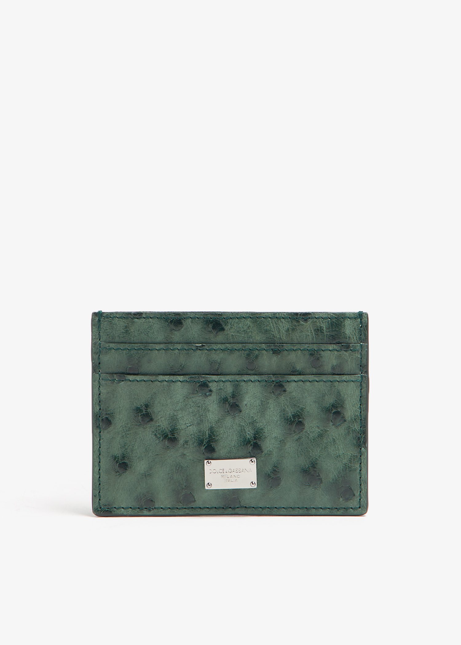 

Ostrich leather card holder, Green
