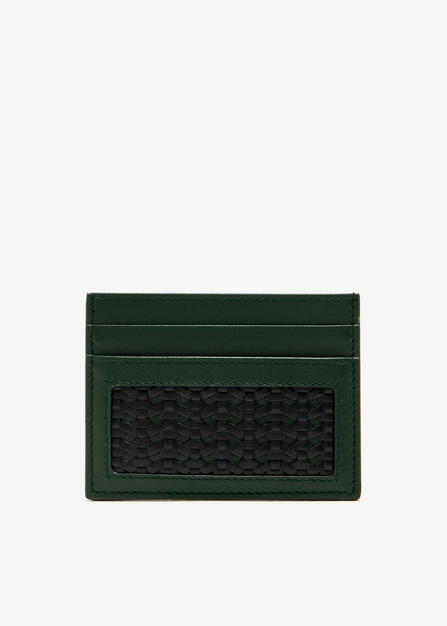 

Plongé woven calfskin card holder, Green