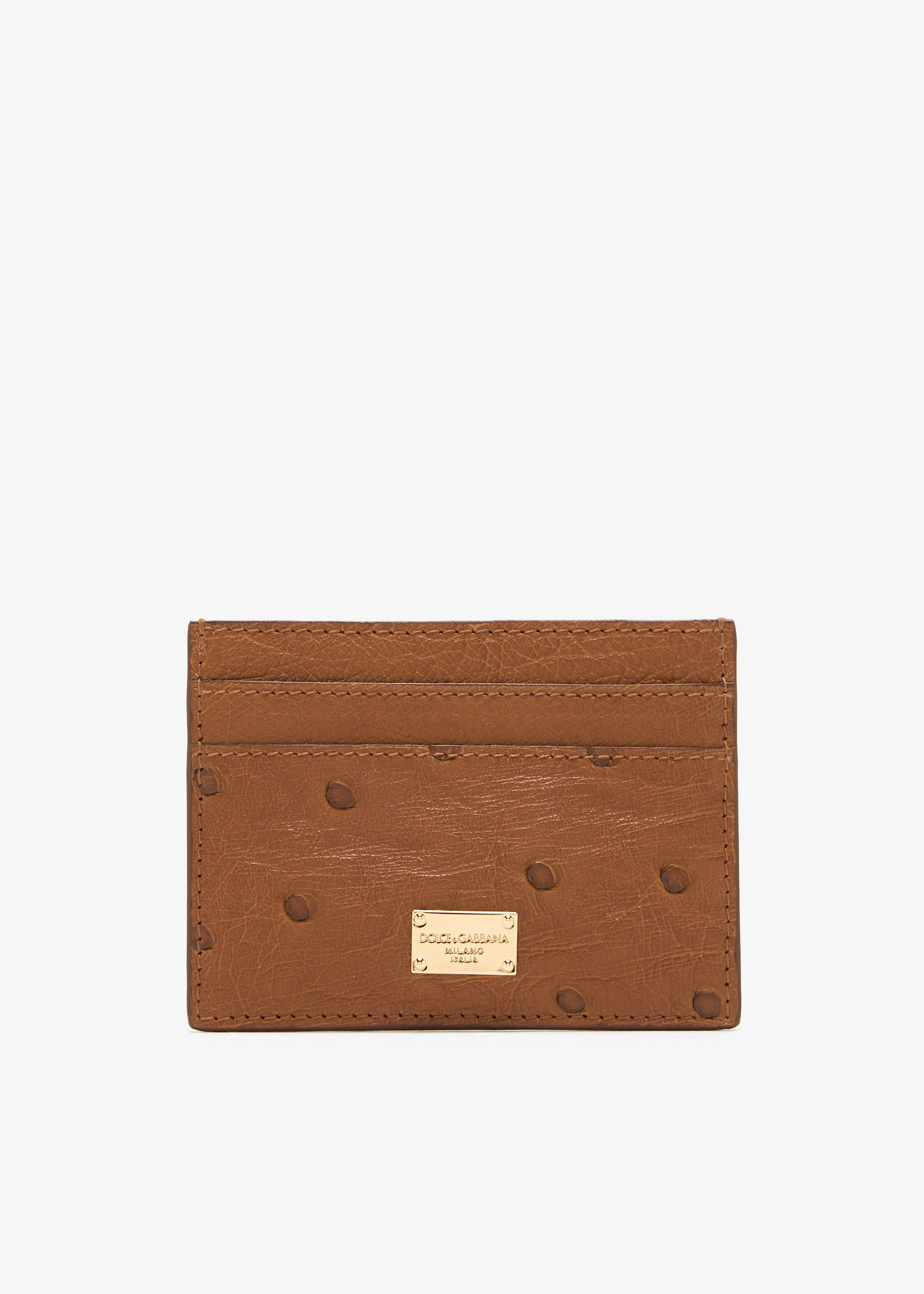 

Ostrich leather card holder, Brown
