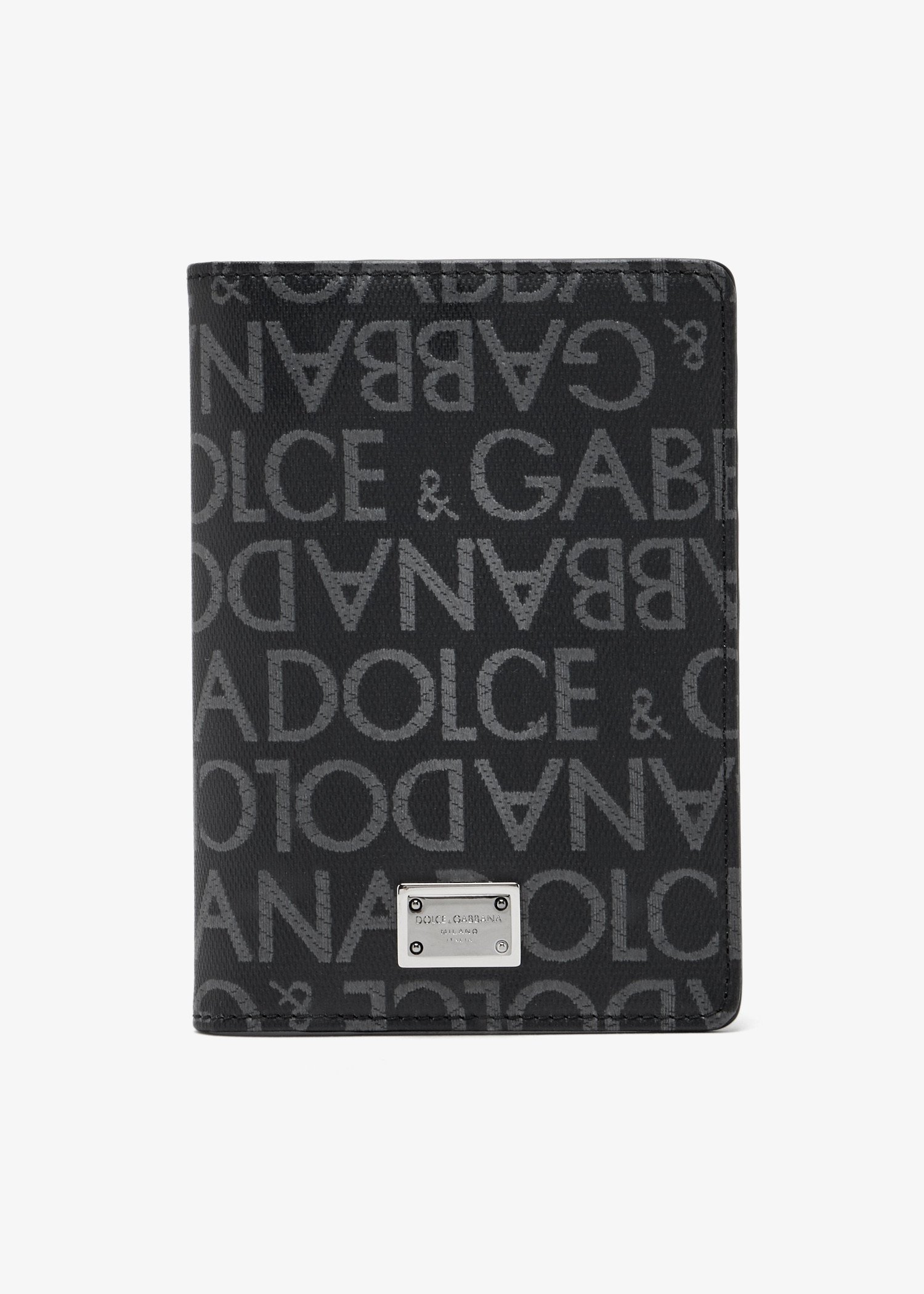 

Coated jacquard passport holder, Black