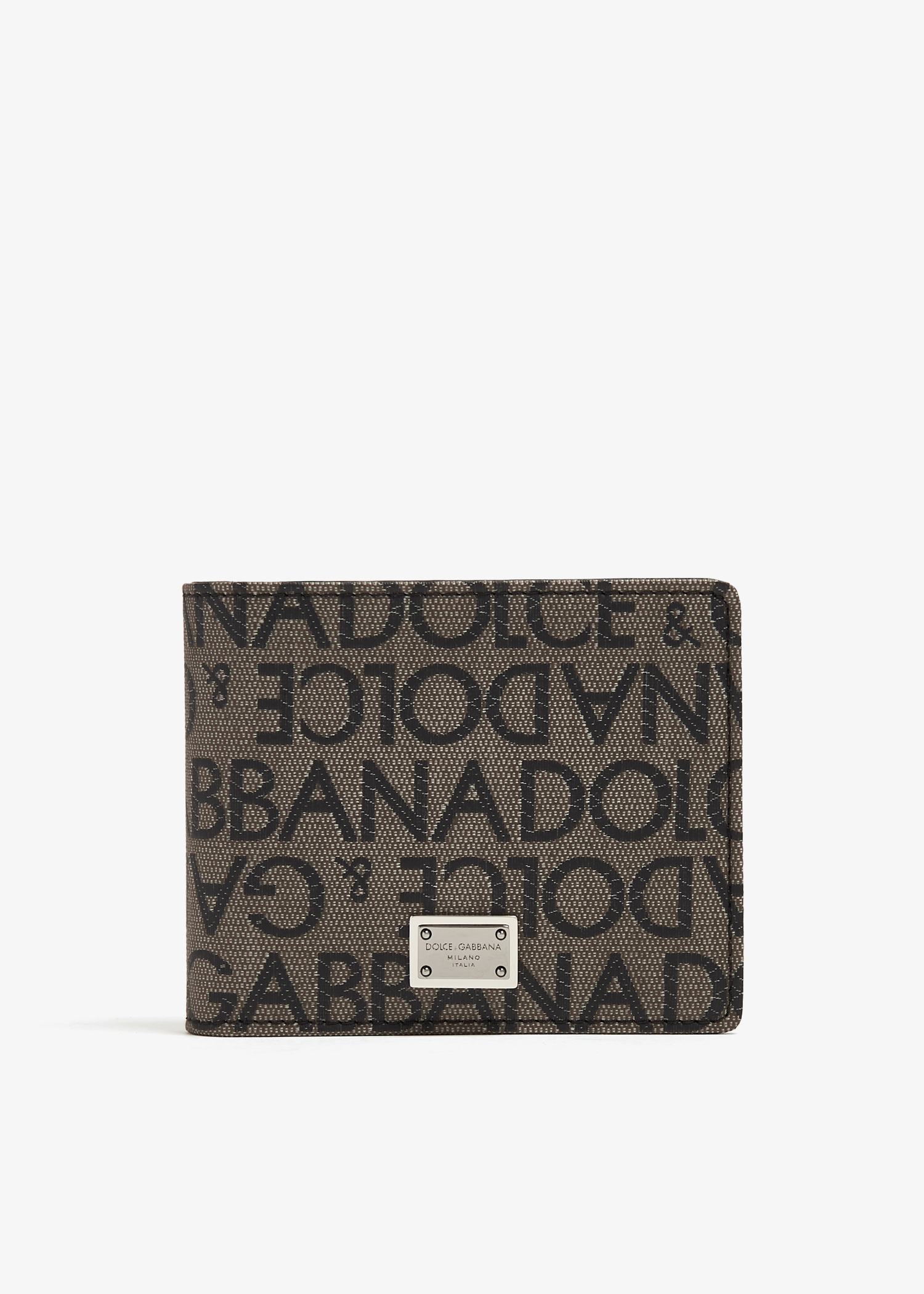 

Coated jacquard logo wallet, Brown