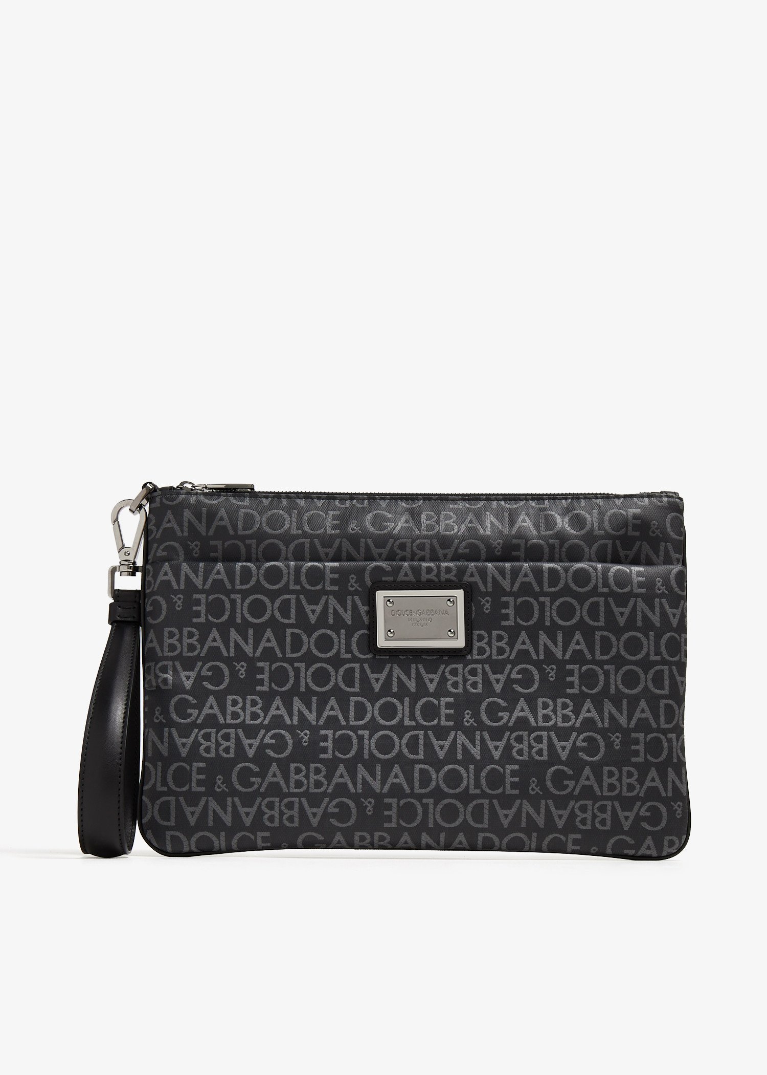 

Coated jacquard clutch, Black