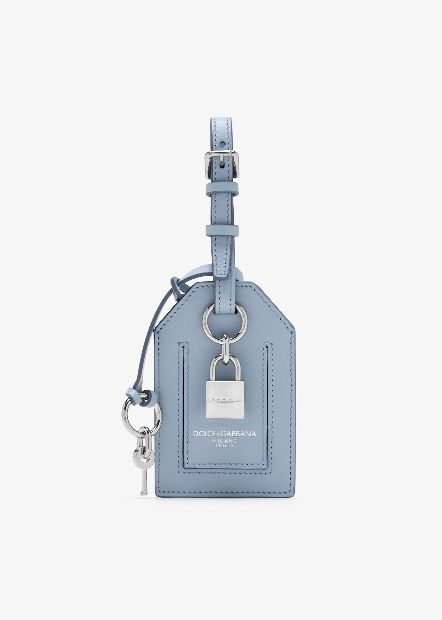 

Calfskin name tag, Blue