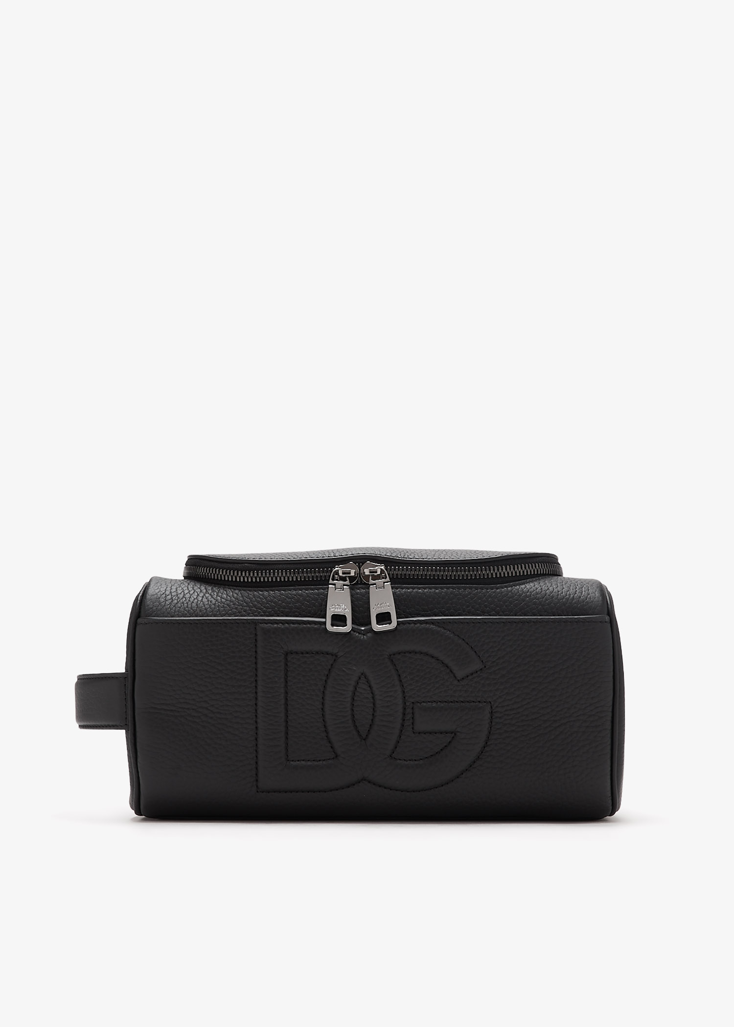 

Deerskin-print calfskin toiletry bag, Black