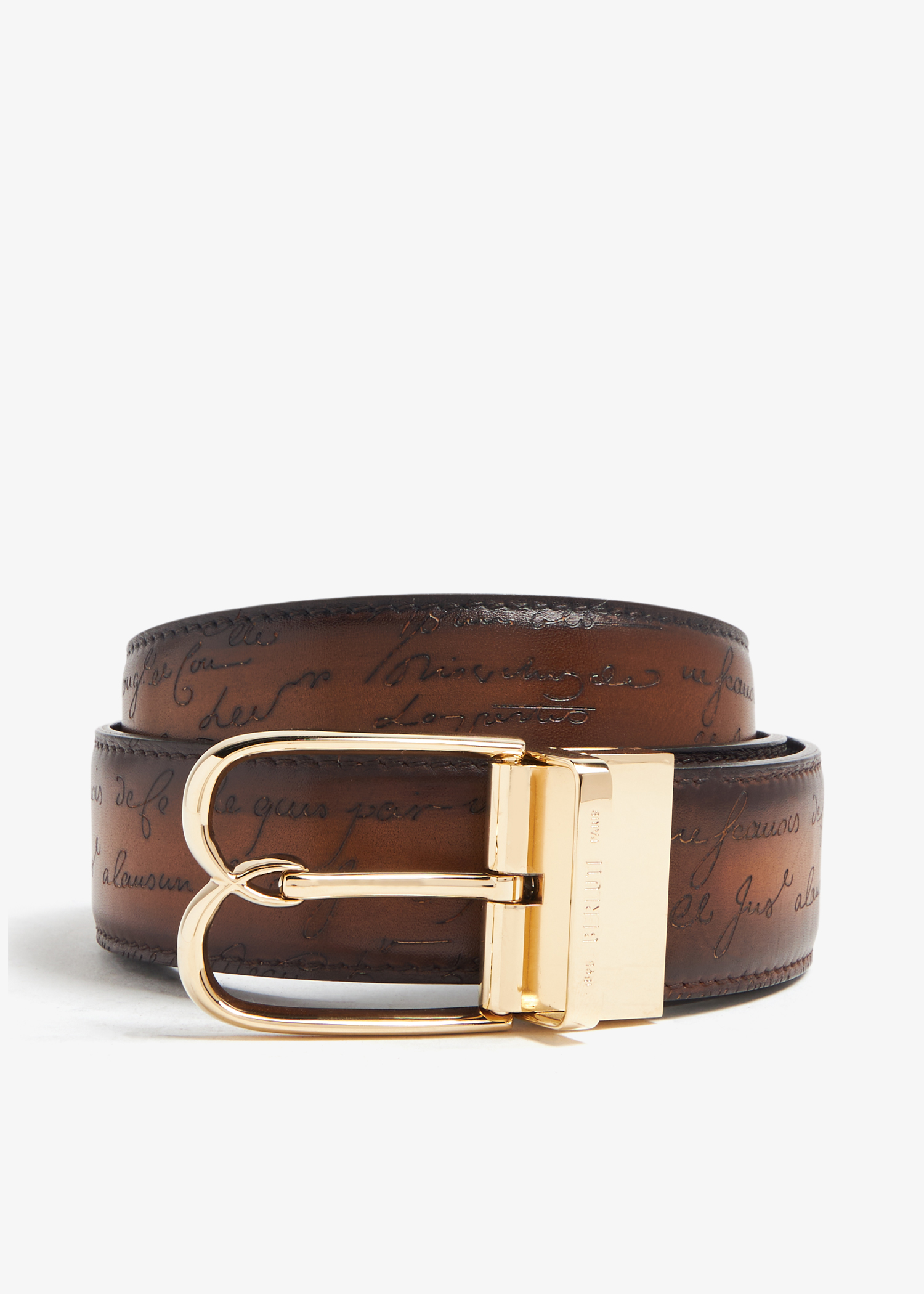 

B Volute Scritto leather belt, Grey