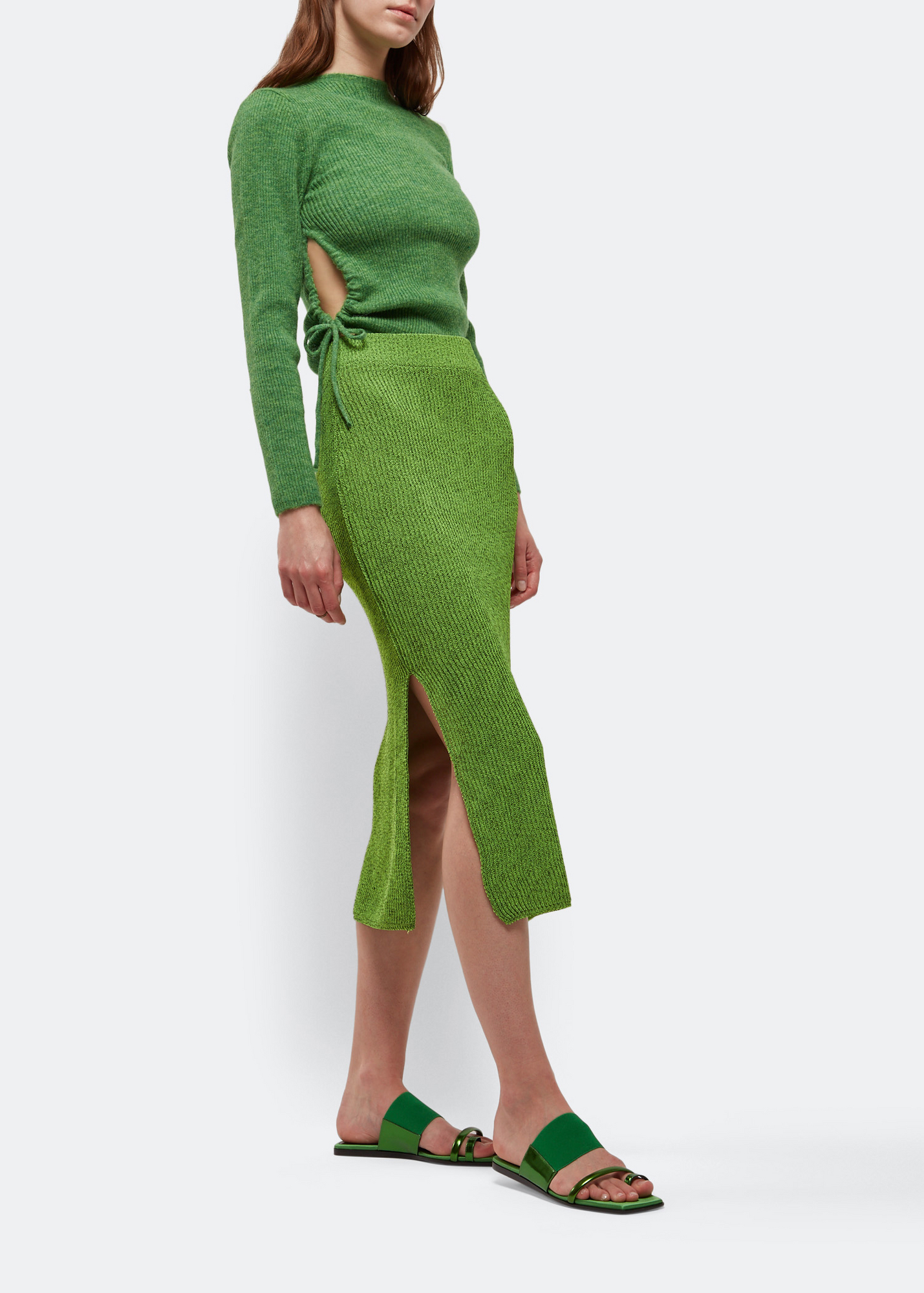 

Elastic flat sandals, Green