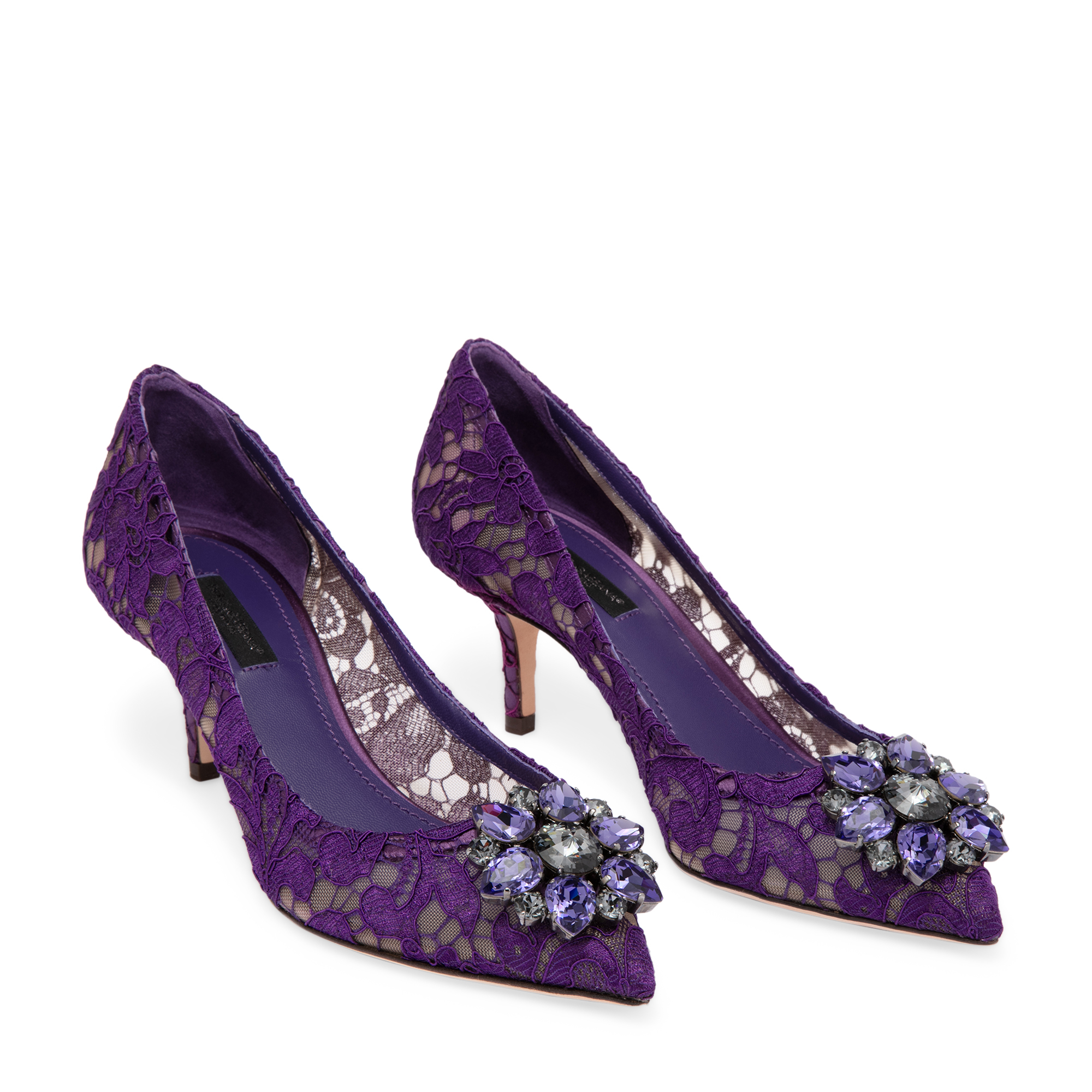 

Embellished lace pumps, Purple
