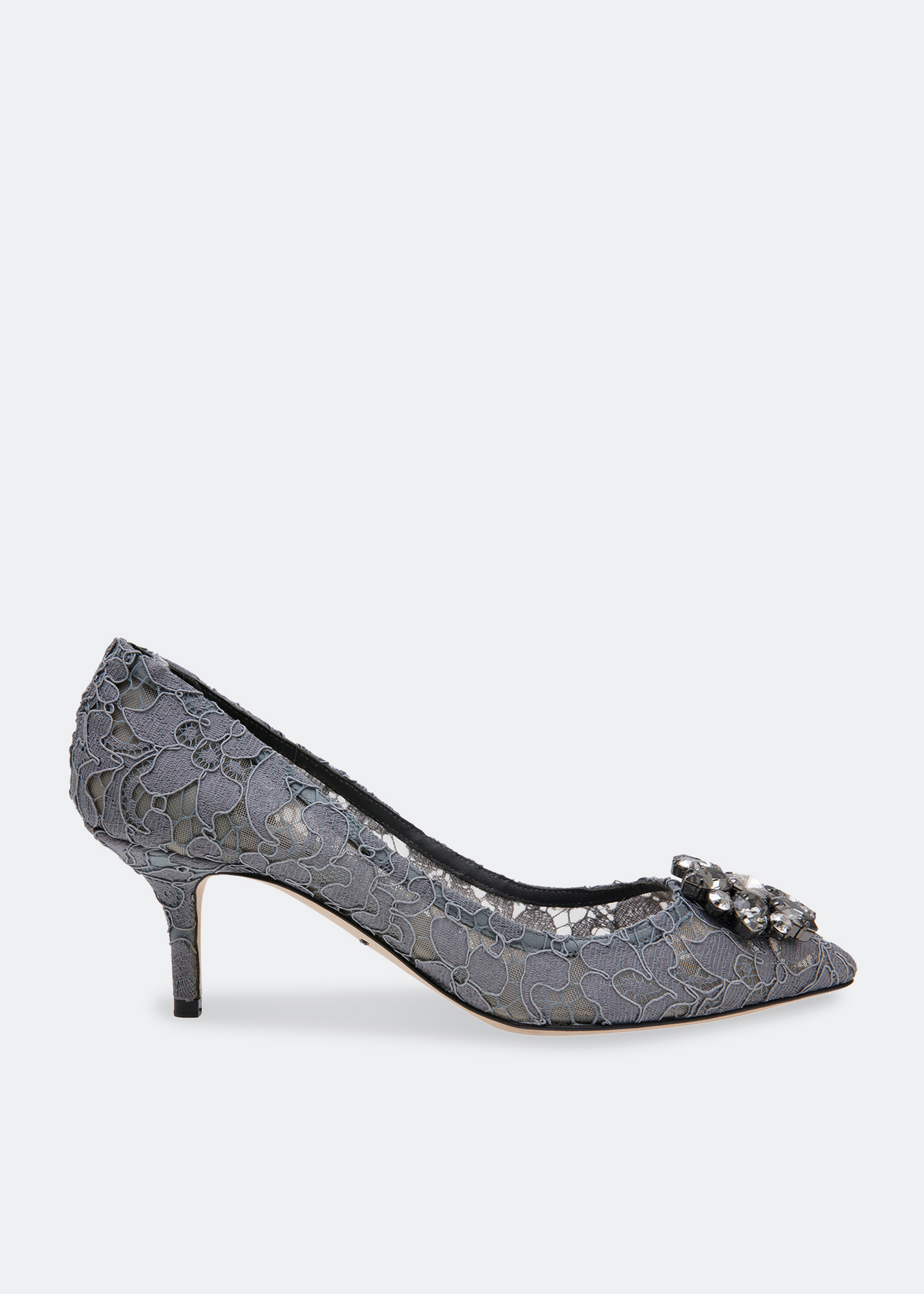 

Embellished lace pumps, Grey