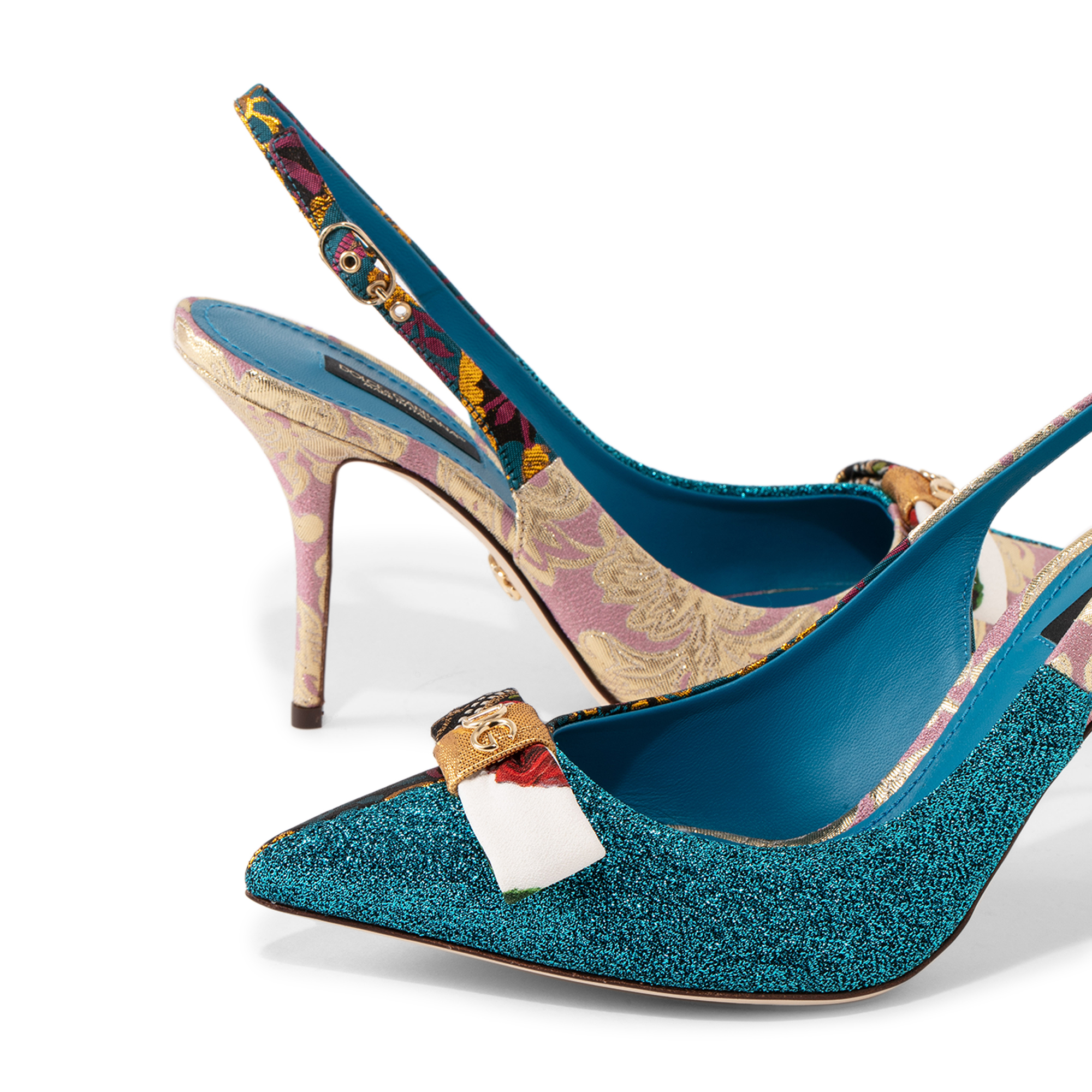 

Patchwork fabric slingback pumps, Multi-coloured