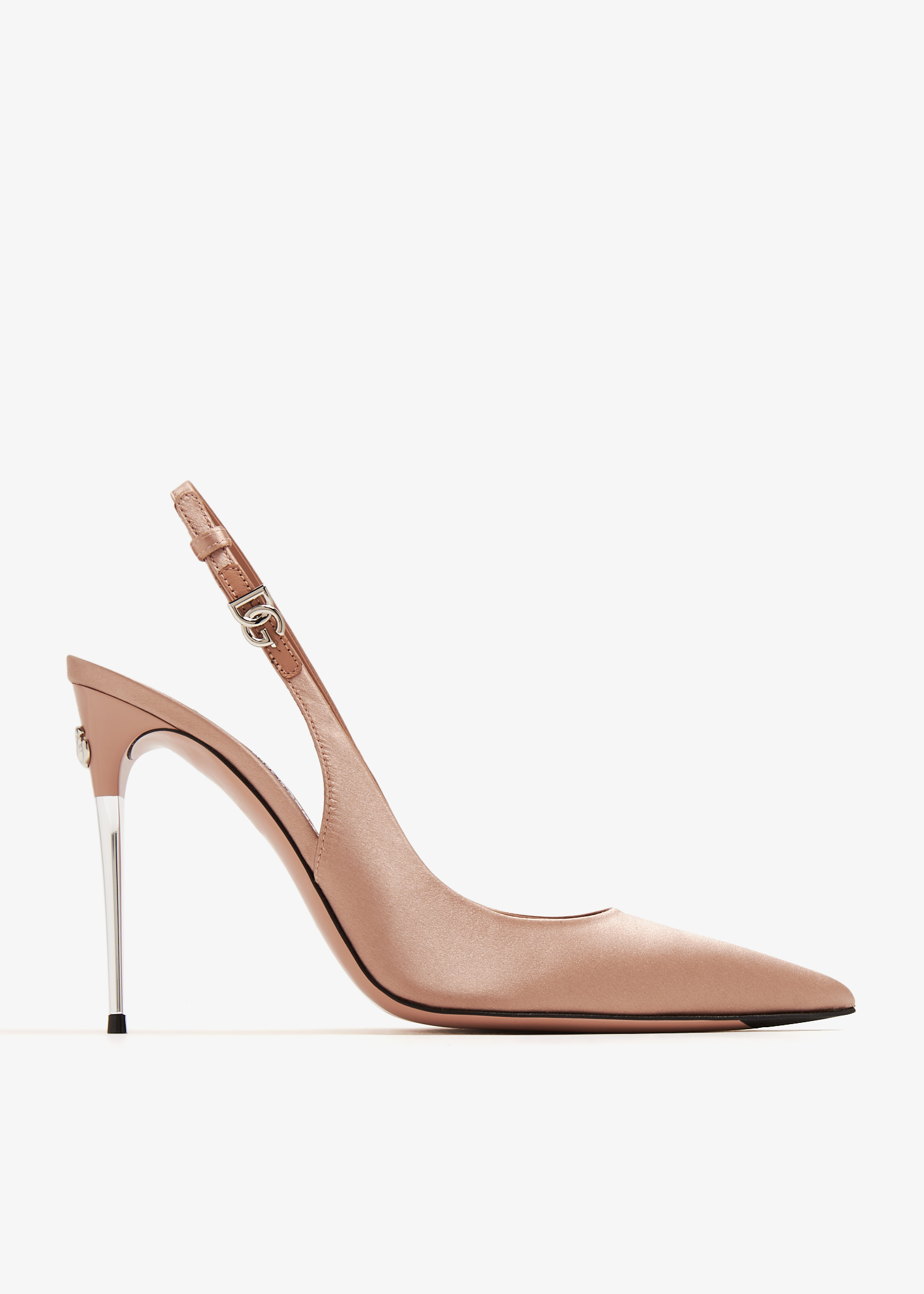 

Satin slingback pumps, Beige