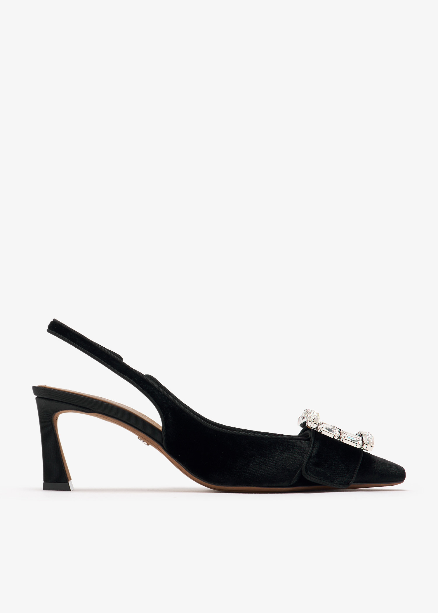 

Bejeweled buckle slingback pumps, Black