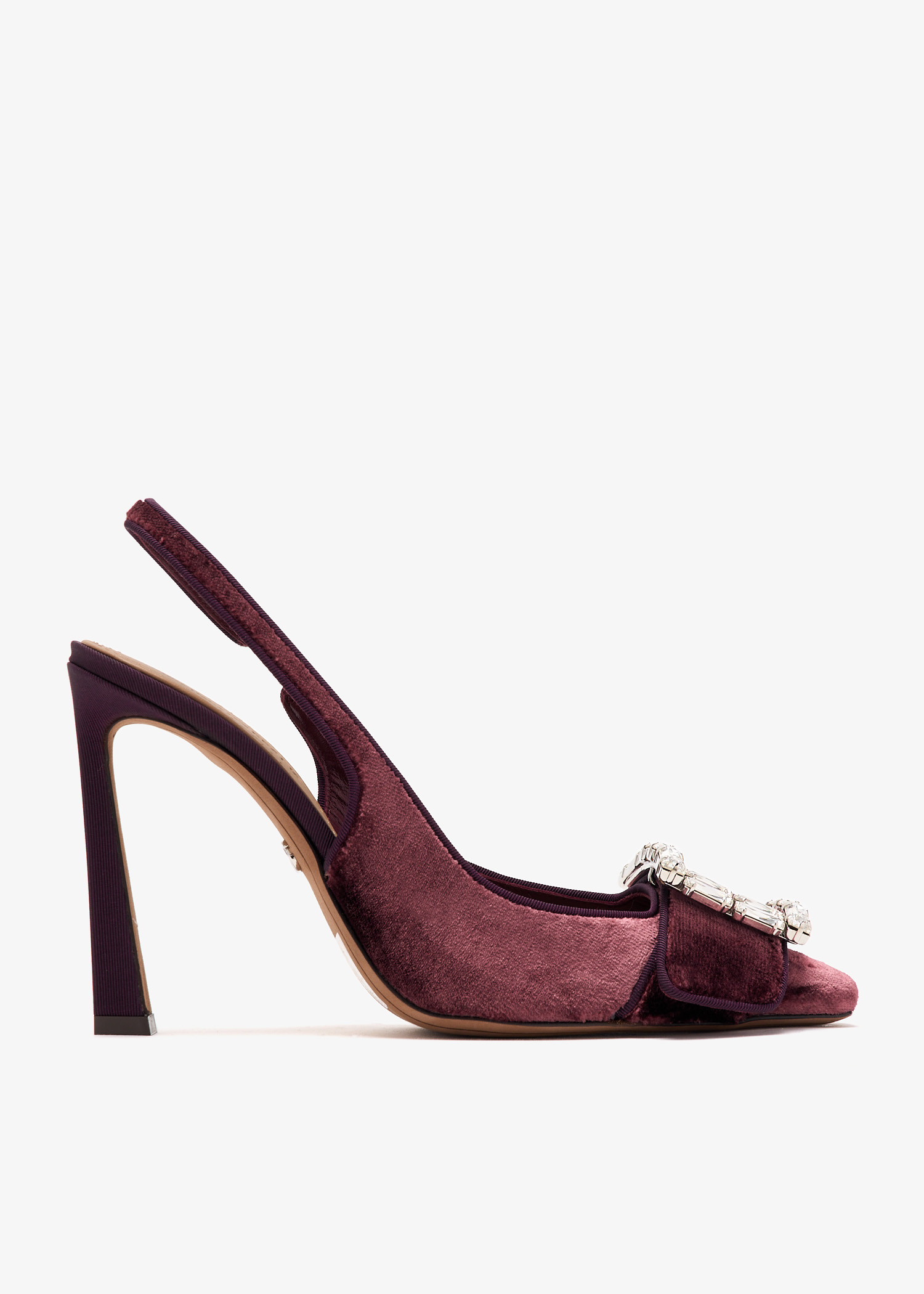 

Bejeweled buckle slingback pumps, Burgundy