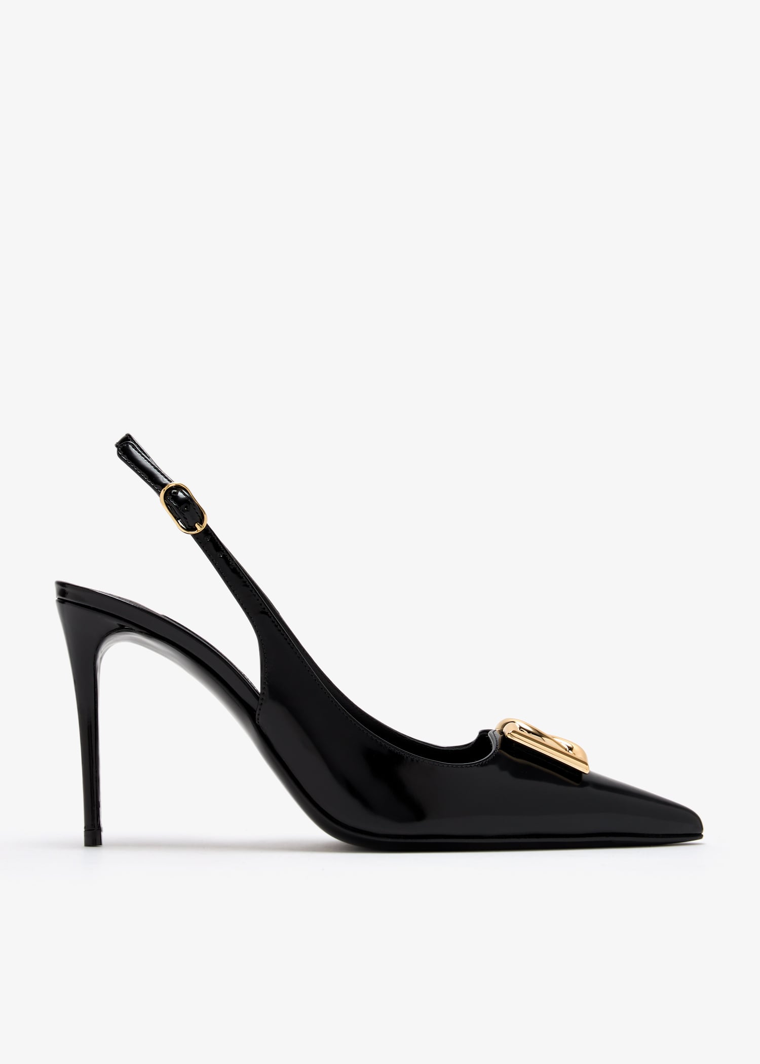 

DG Polished calfskin slingback pumps, Black