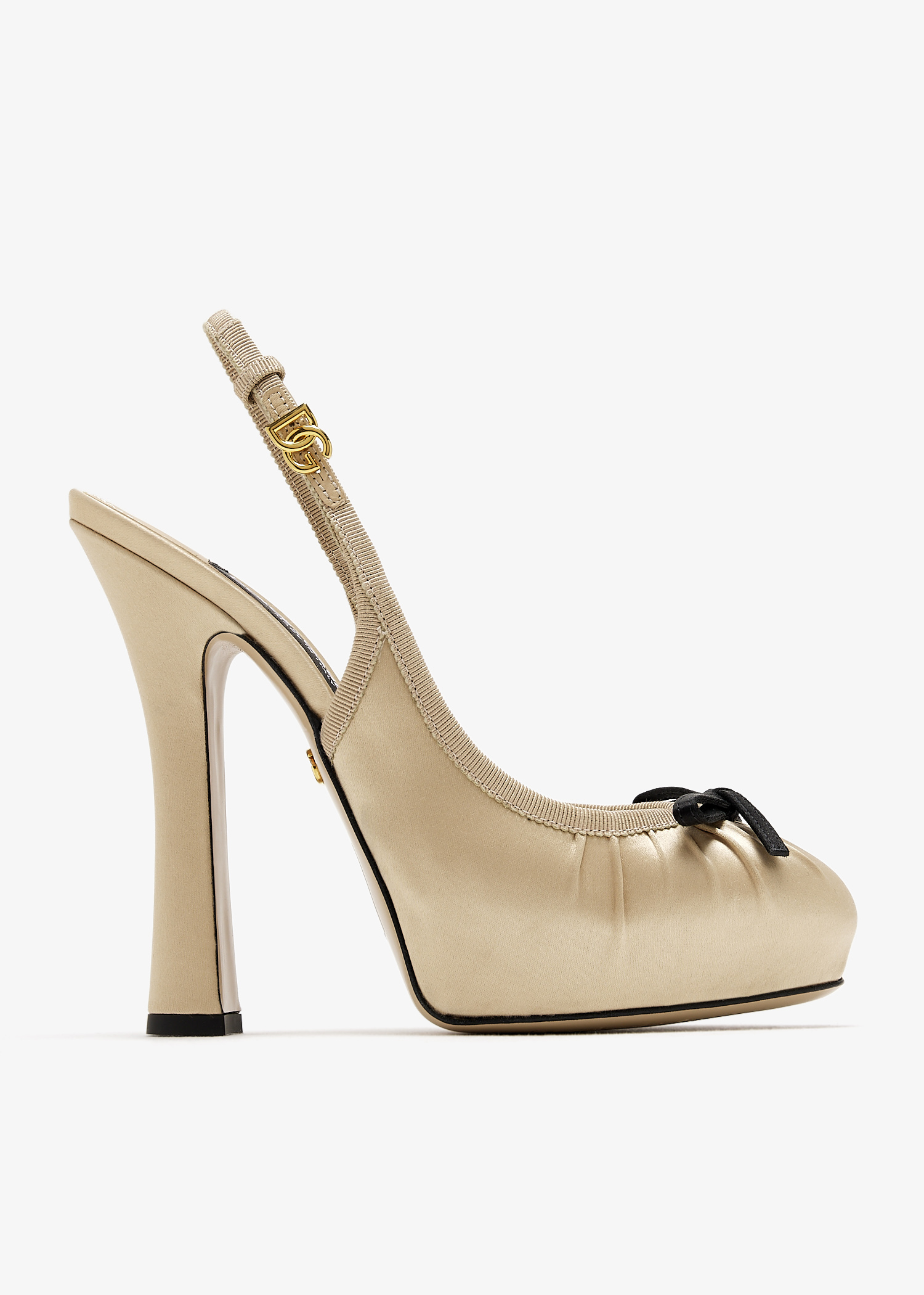 

Satin slingback pumps, Beige