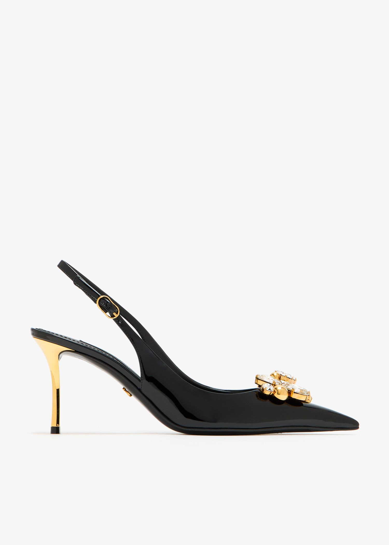 

Rhinestone-embellished slingback pumps, Black