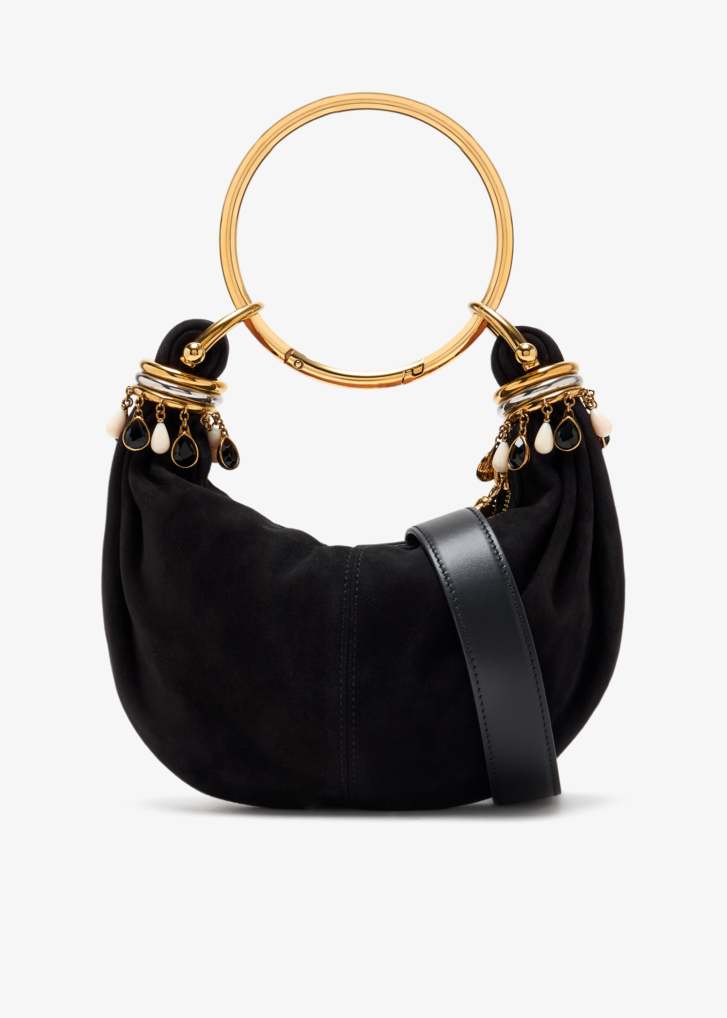 

Mini Beaded Bracelet hobo bag, Black