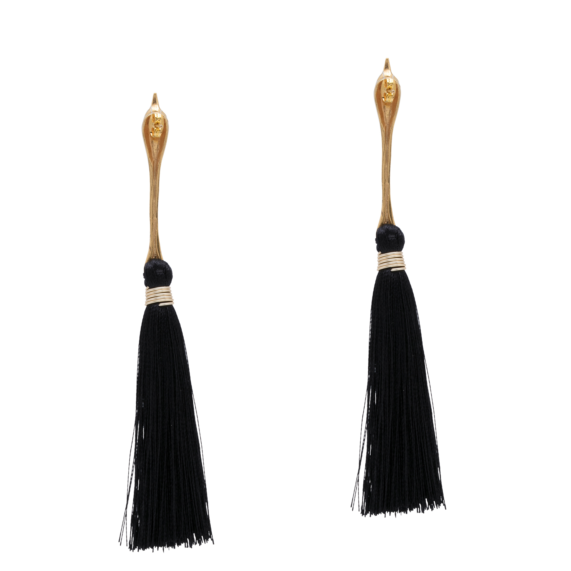 

Black tailed bird earrings