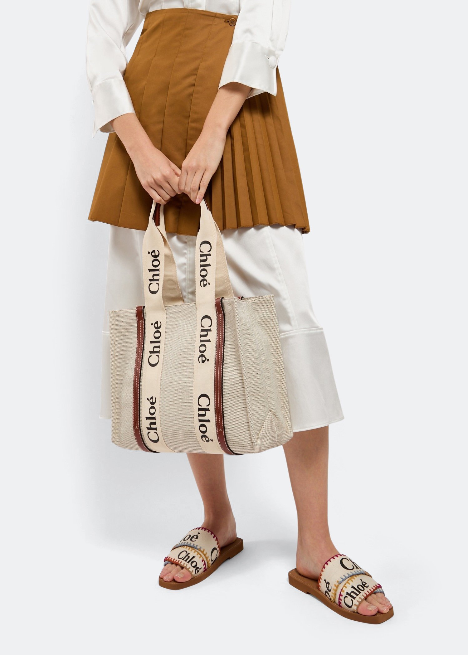 

Woody medium tote bag, Beige