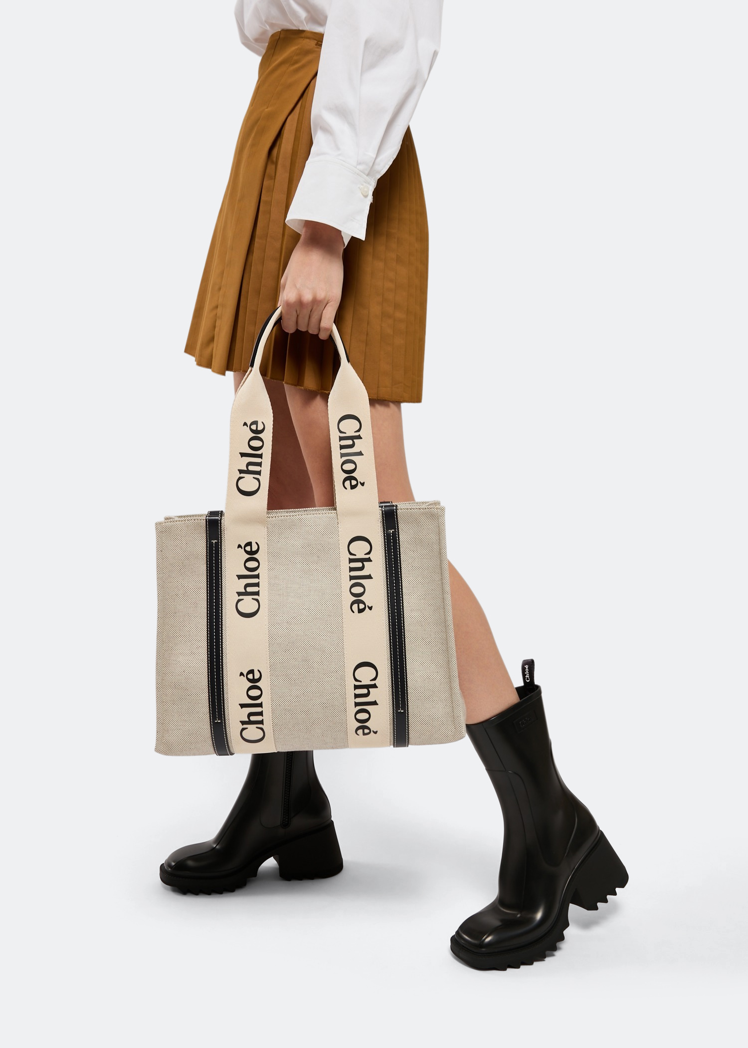 

Woody medium tote bag, Beige