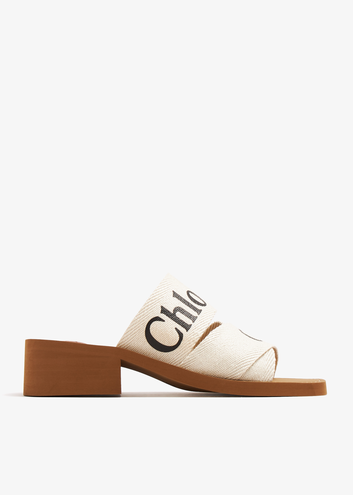 

Woody heeled mules, White