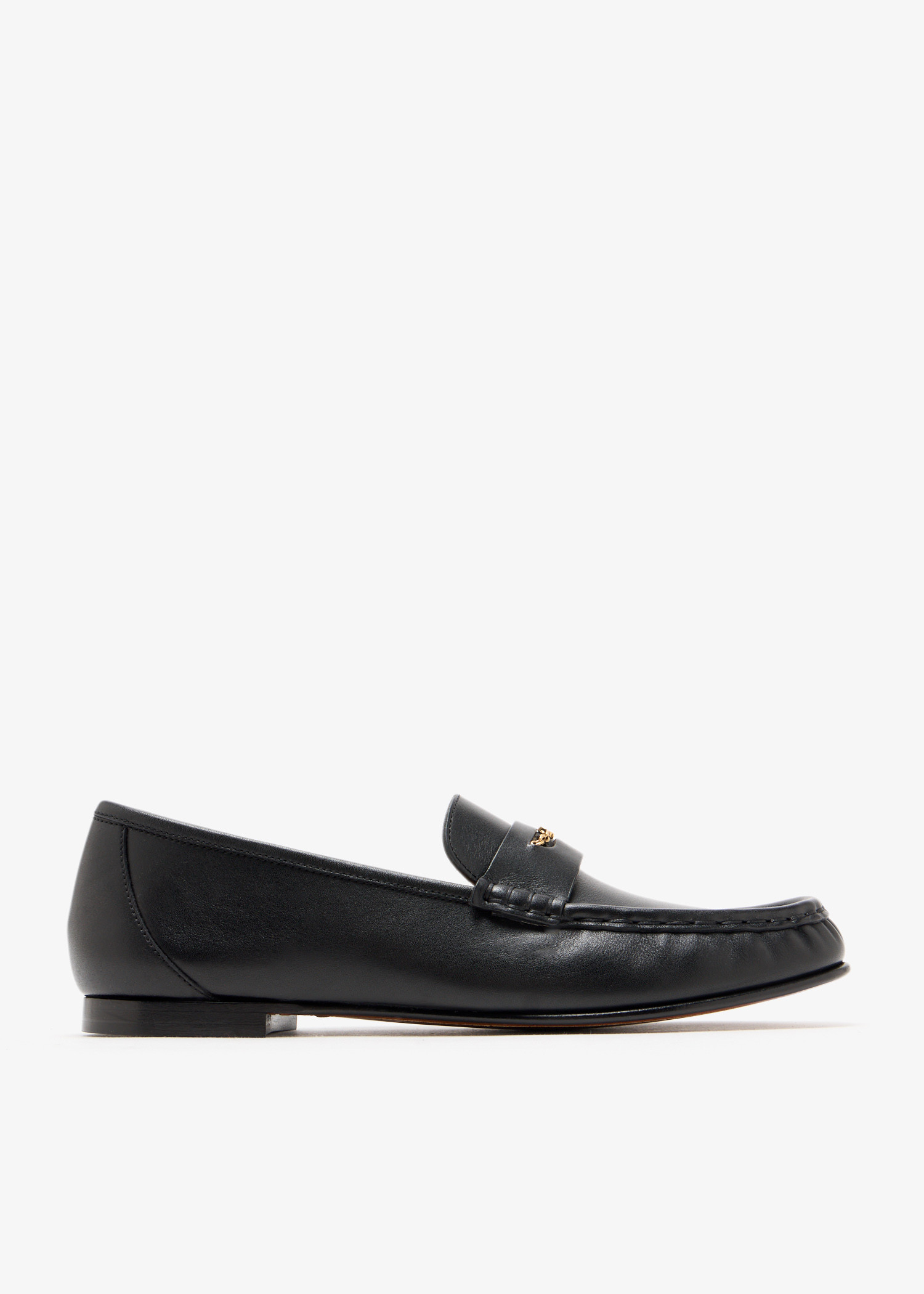 

Logo calfskin loafers, Black