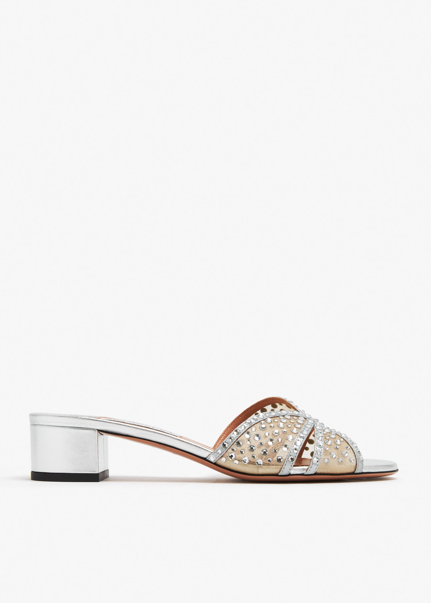 

Crystal Lover mules, Silver