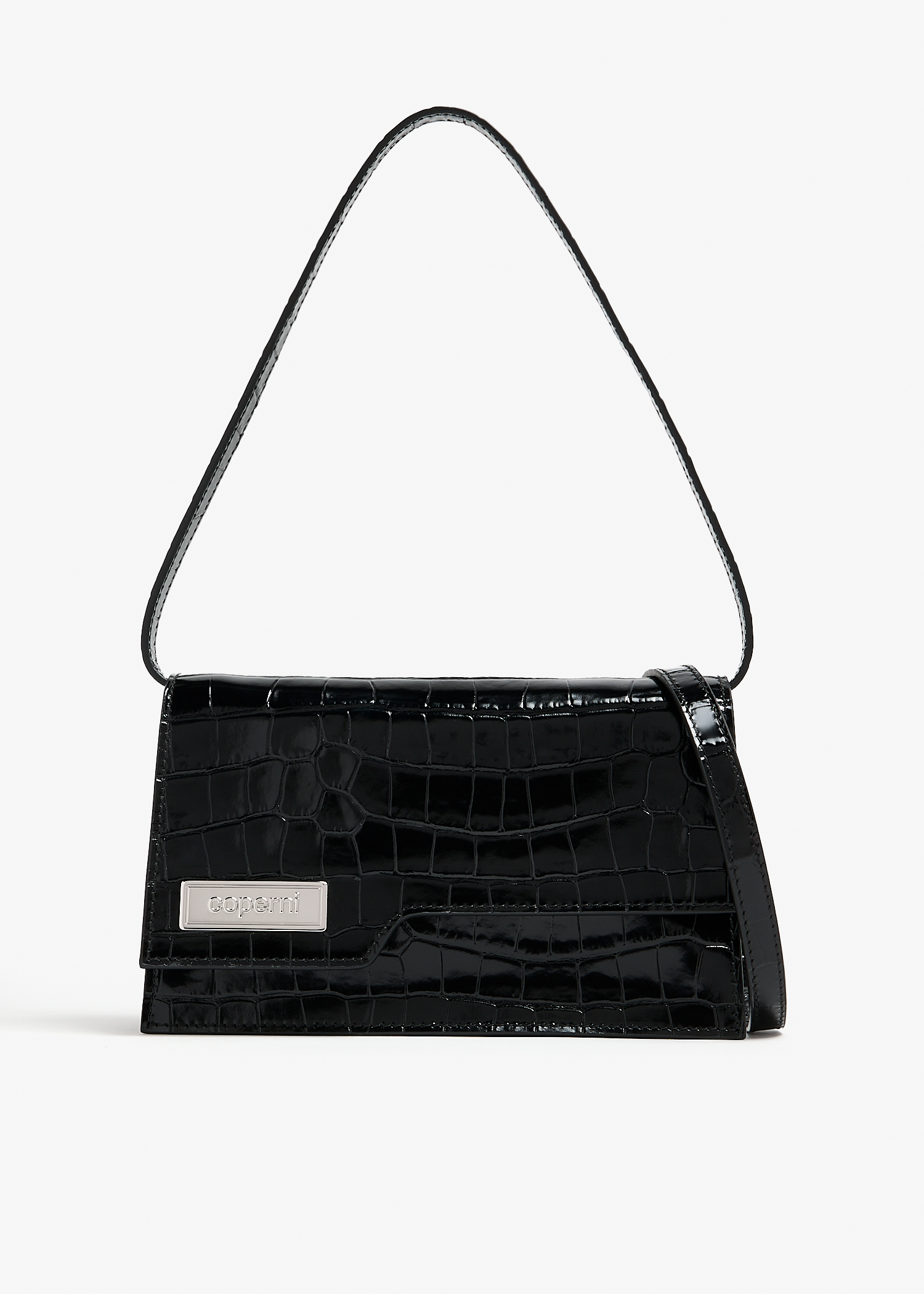 

Croco mini folder bag, Black