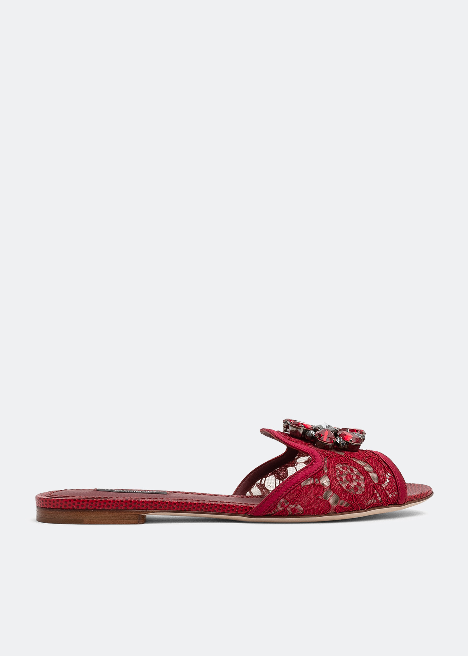 

Lace flat sandals, Red