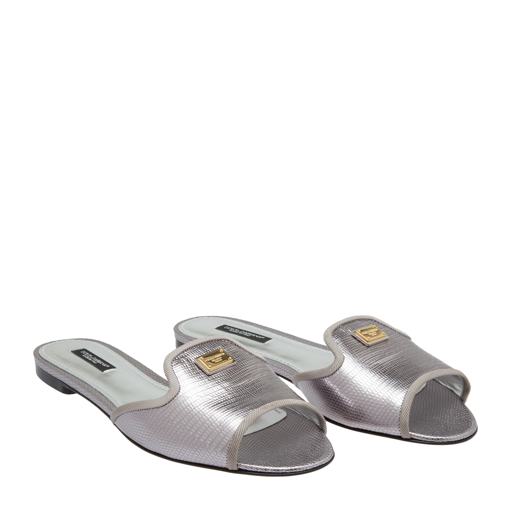 

Leather mules, Silver