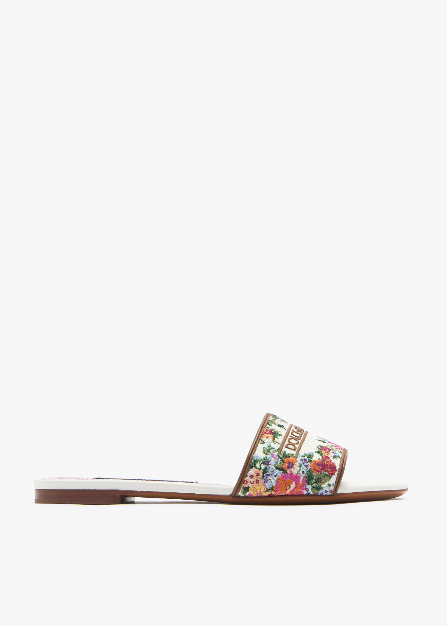

Floral-embroidered slide sandals, Multicolored
