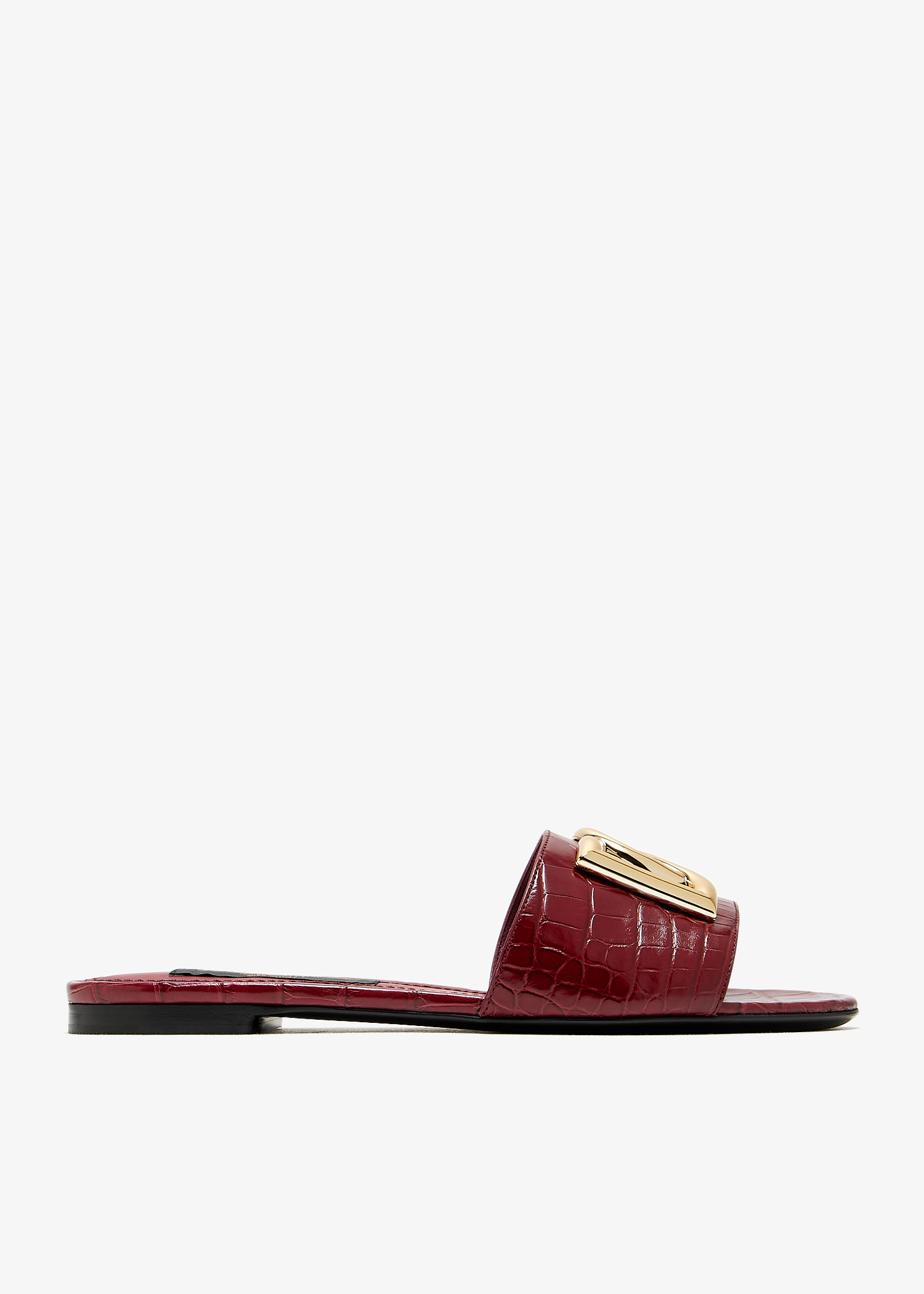 

Alligator skin slide sandals, Red