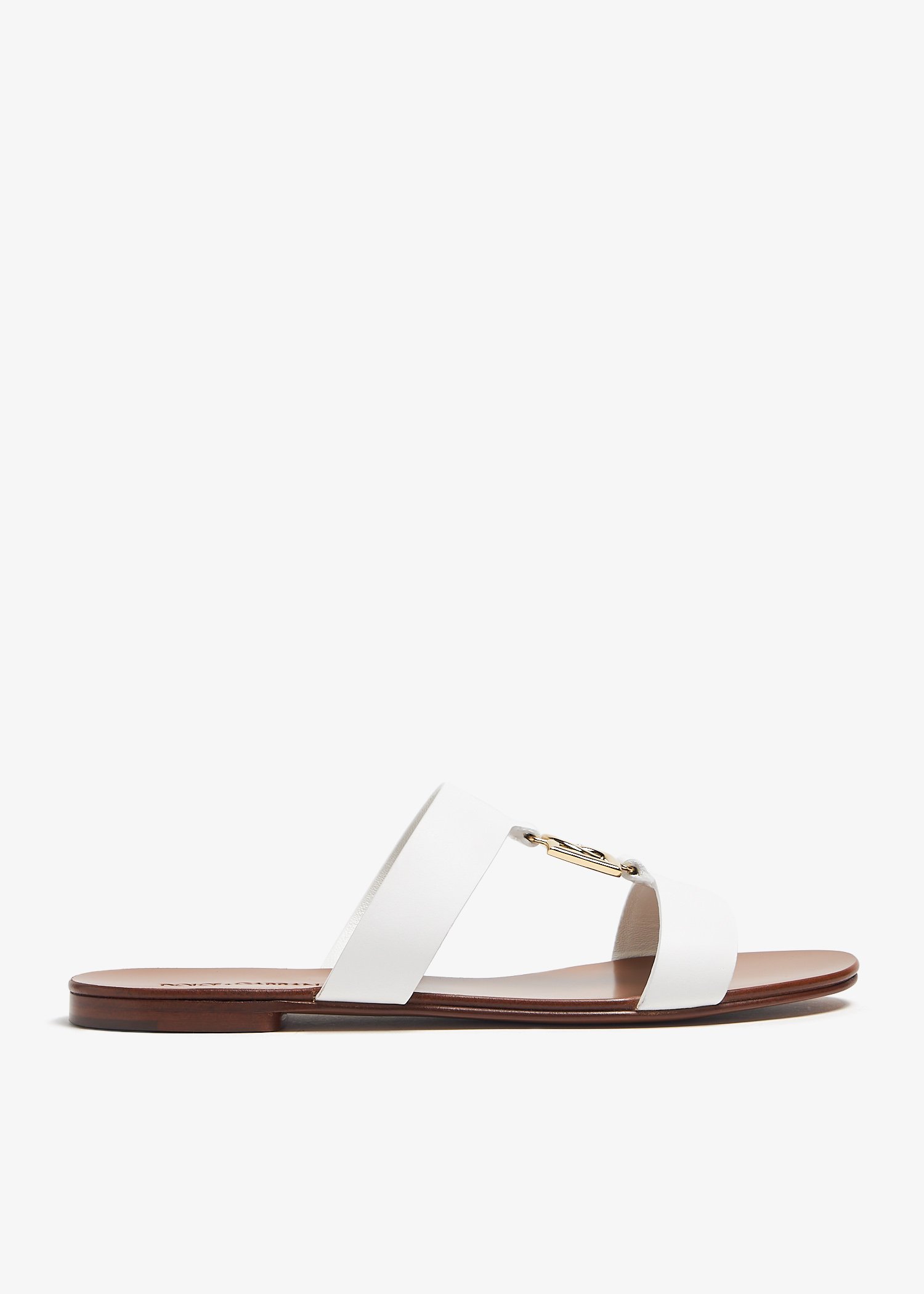 

DG logo calfskin slide sandals, White