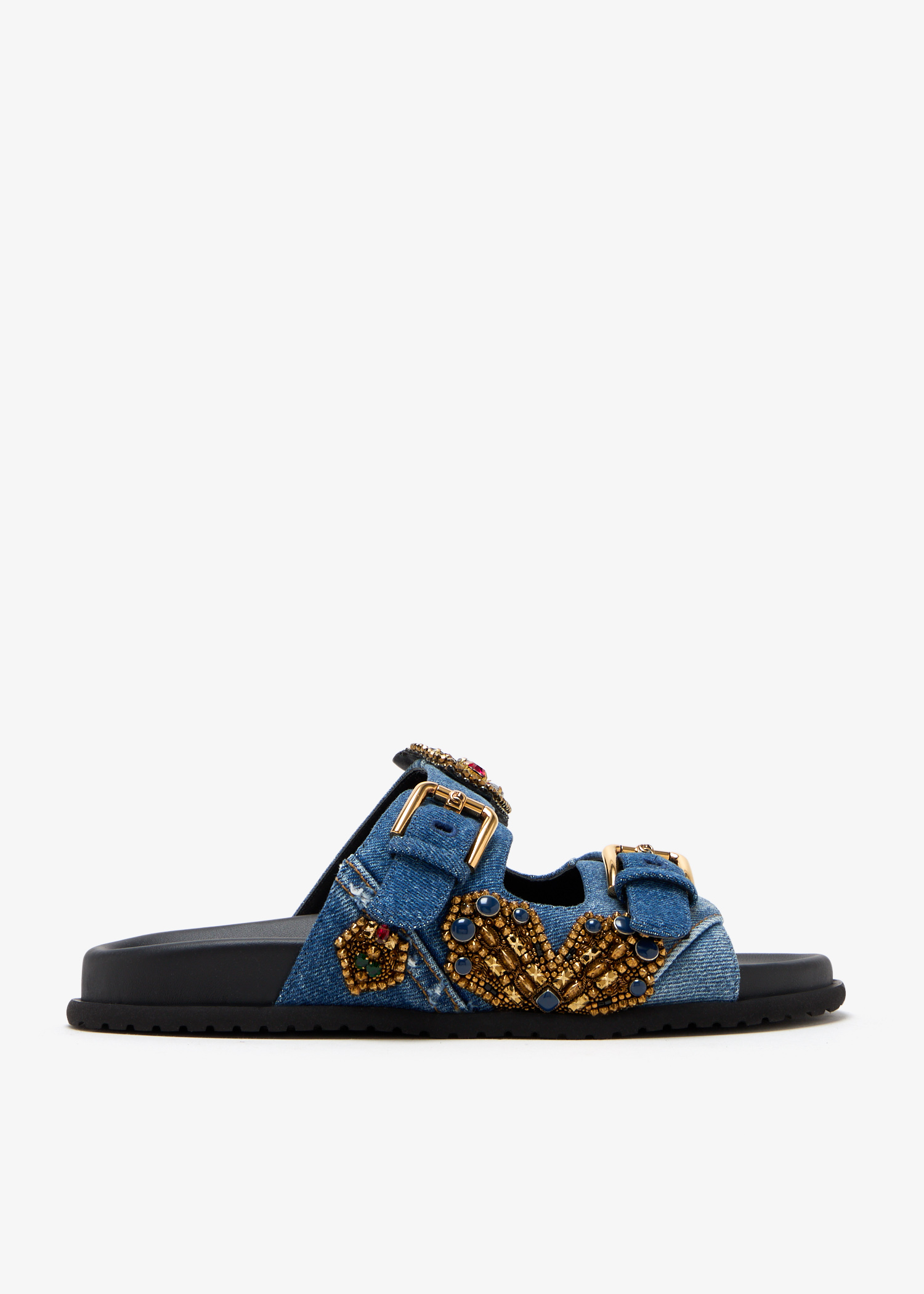 

Denim embroidered sandals, Blue