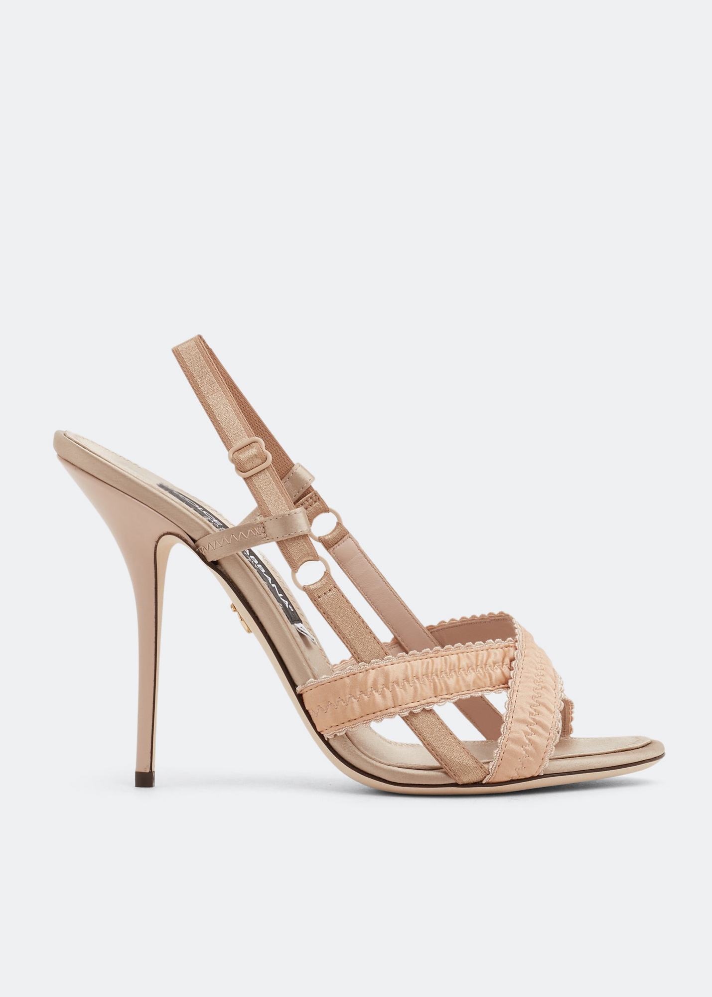 

Corset-style satin sandals, Beige